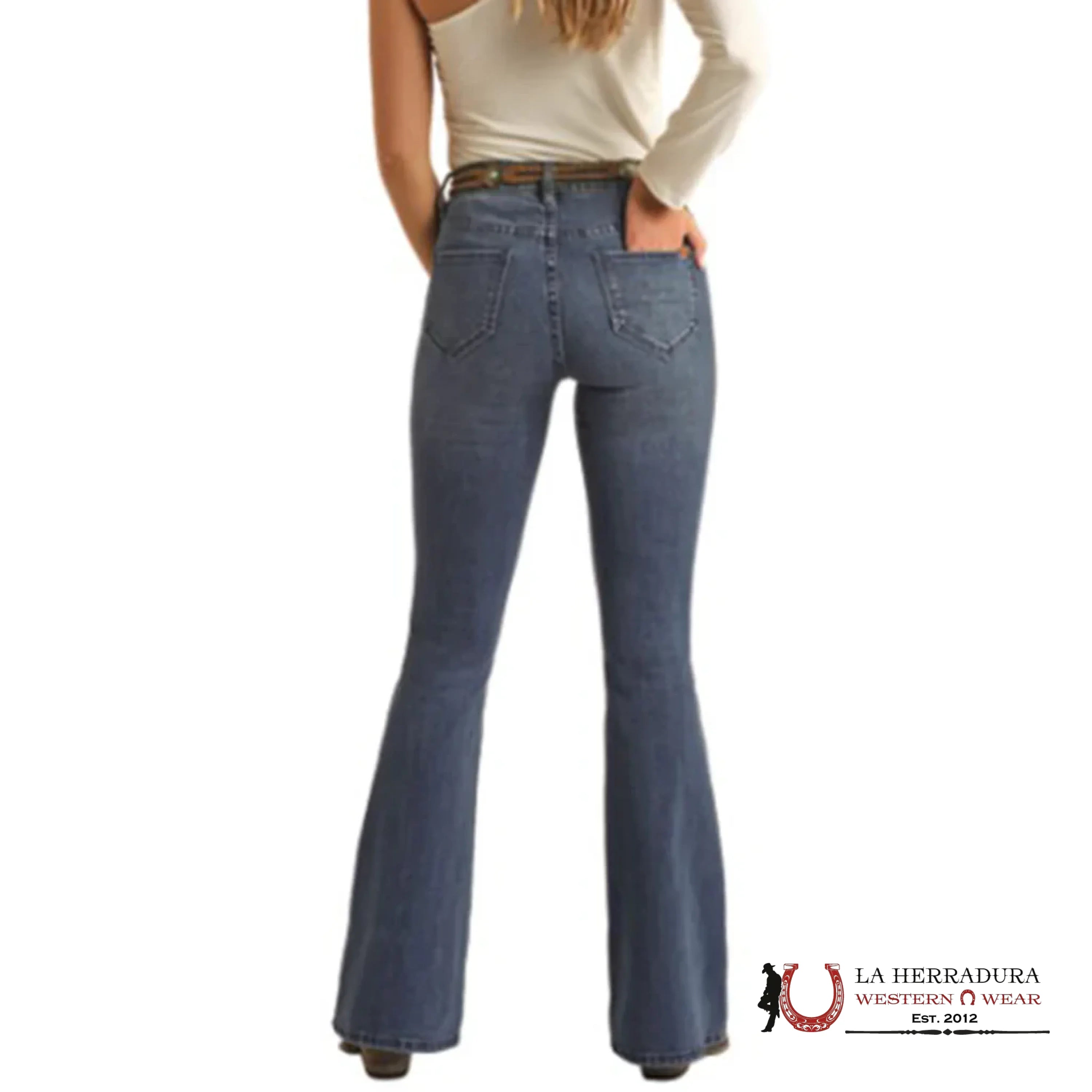 ROCK AND ROLL MEDIUM WASH BUTTON FLARE BW6PD03538 ROCK&ROLL JEANS WOMEN