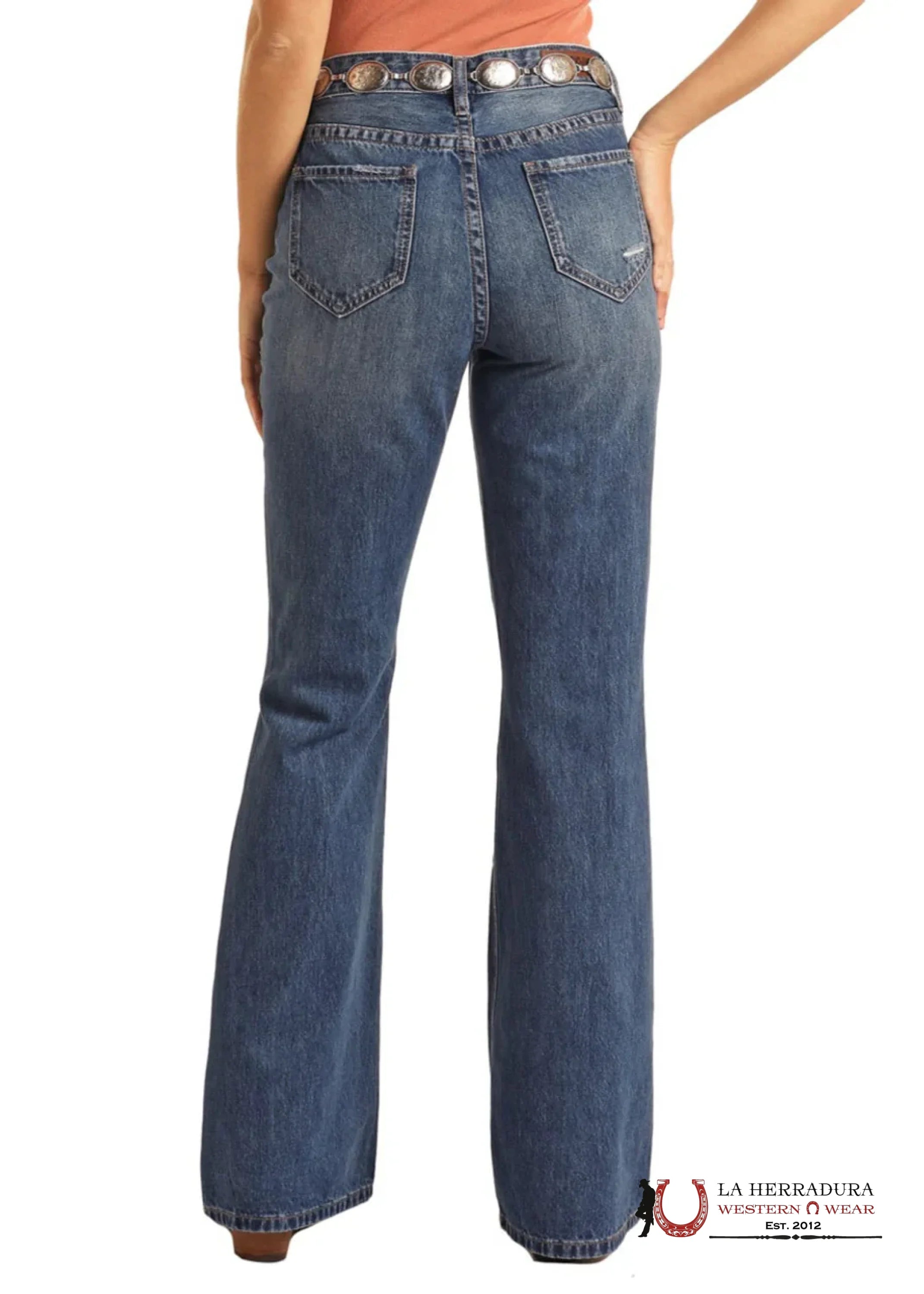 ROCK AND ROLL MEDIUM WASH RELAXED FLARE WITH TEARS BW6HD03997 ROCK&ROLL JEANS WOMEN