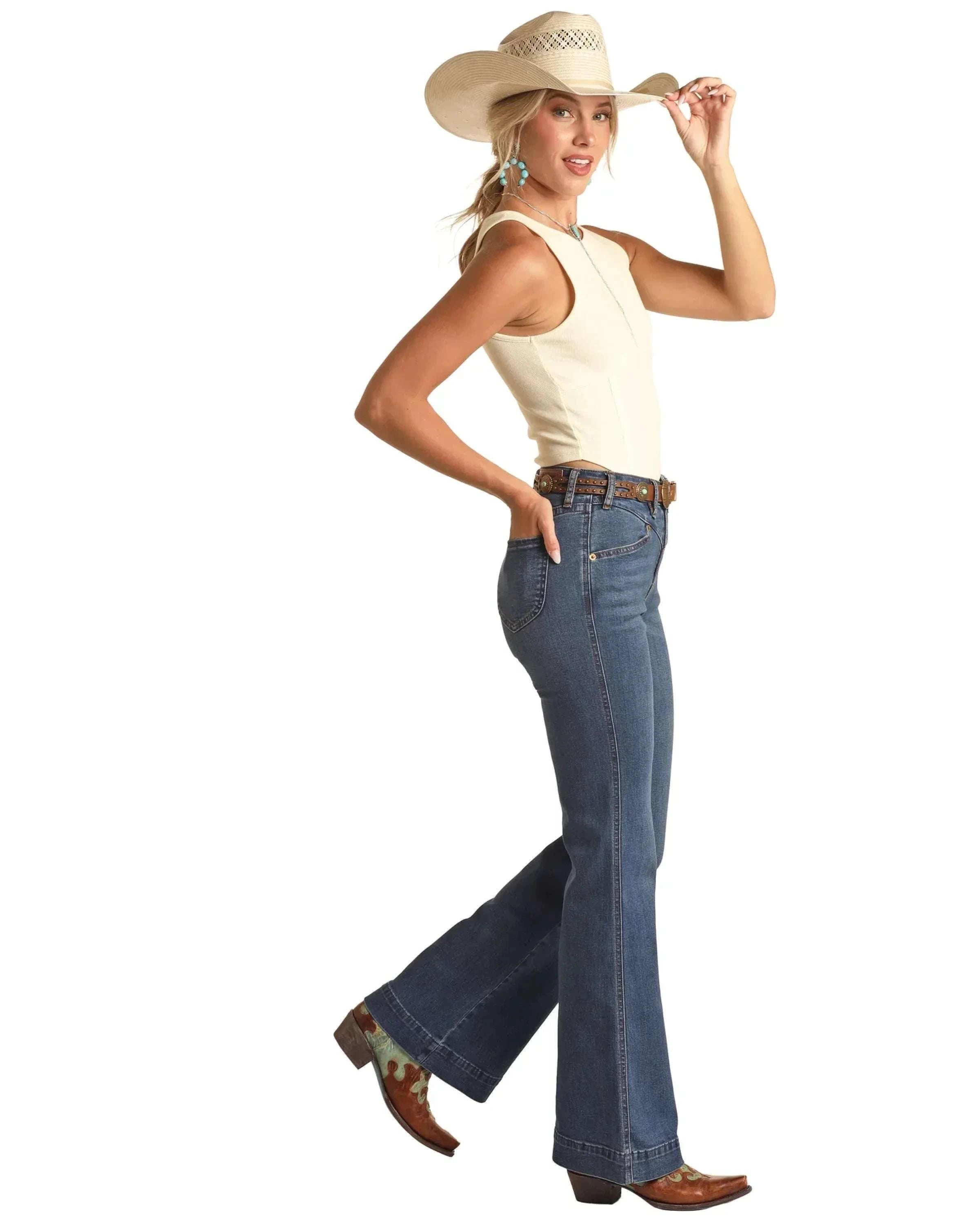 ROCK AND ROLL MEDIUM WASH TROUSER- RRWD5HR1B0 ROCK&ROLL JEANS WOMEN