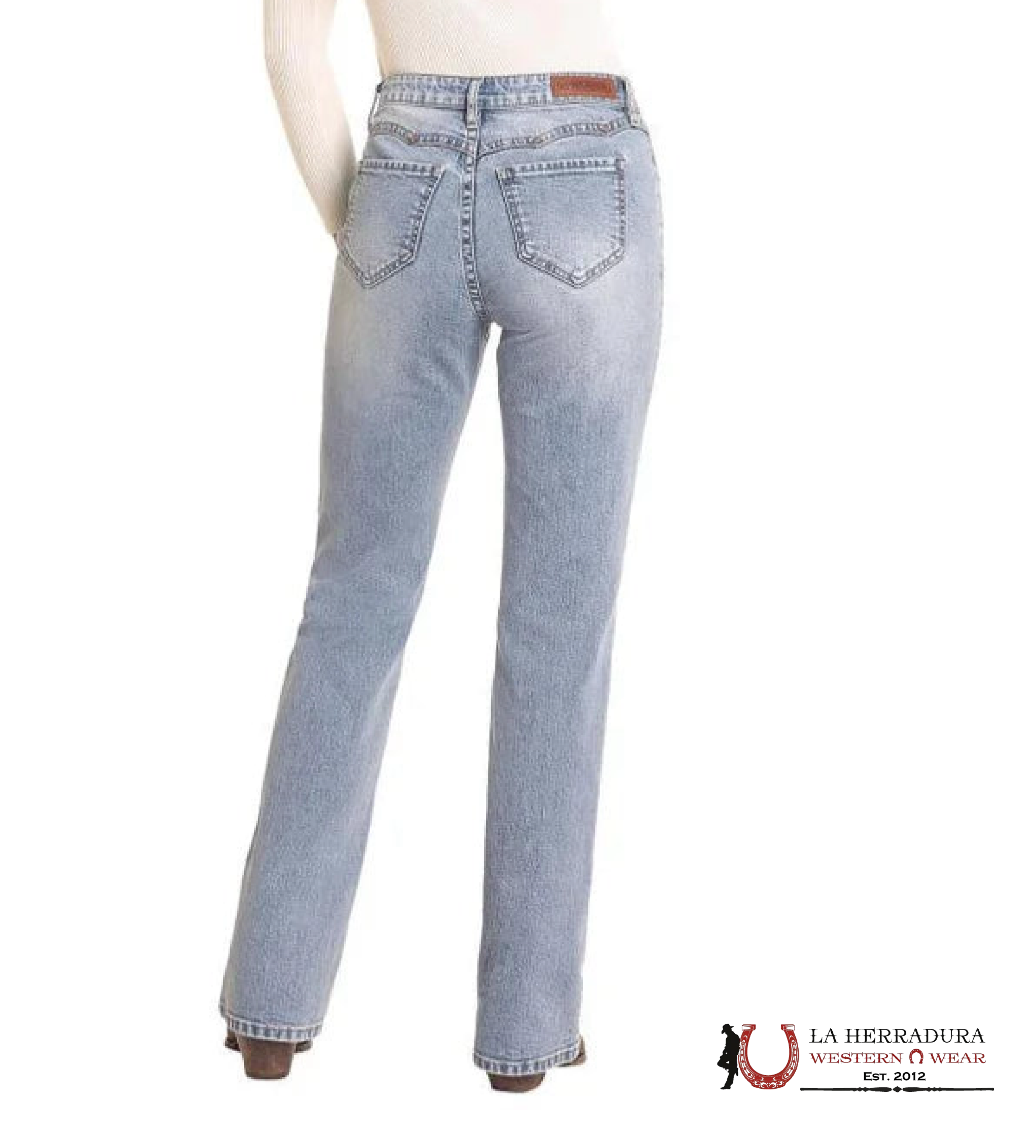 ROCK AND ROLL SCALLOP YOKE HIGH RISE BOOTCUT JEAN LIGHT WASH 4765 ROCK&ROLL JEANS WOMEN