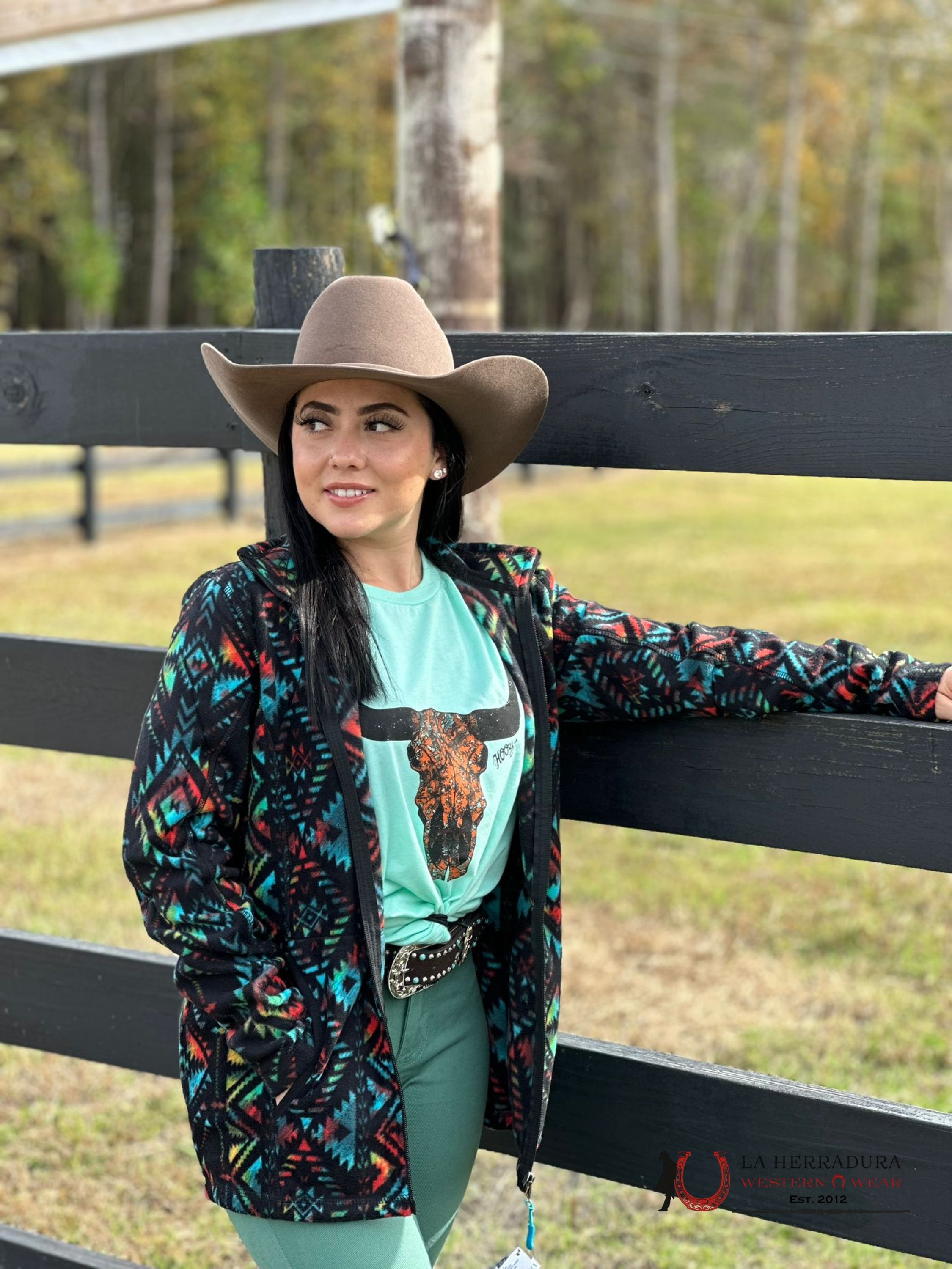 Rock&Roll Womens Black Aztec Fleece Jacket Ropa Mujeres