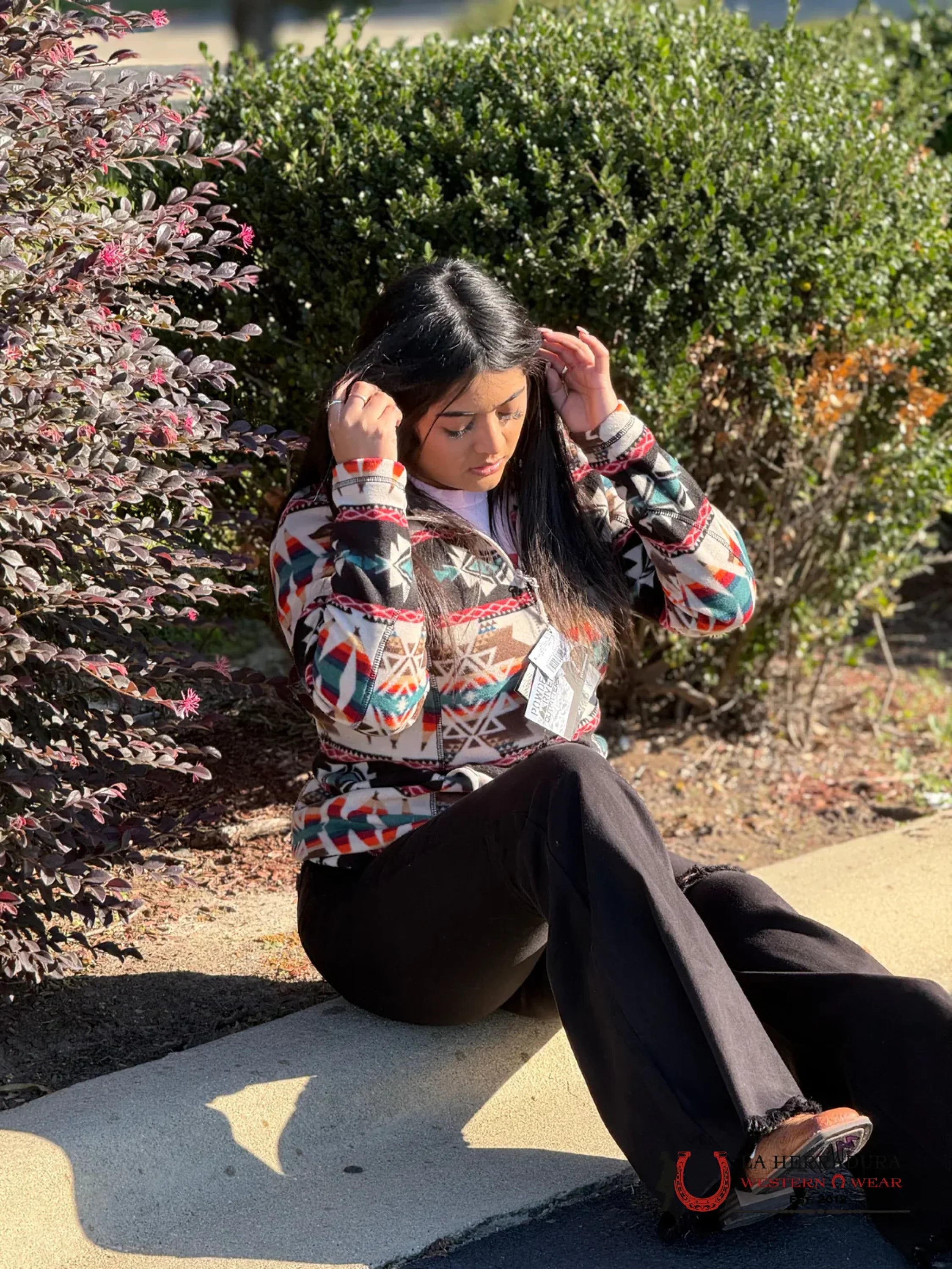 ROCK AND ROLL WOMEN BLACK BROWN ORANGE AZTEC PRINT NATURAL PULLOVER DW91C04078 ROPA MUJERES