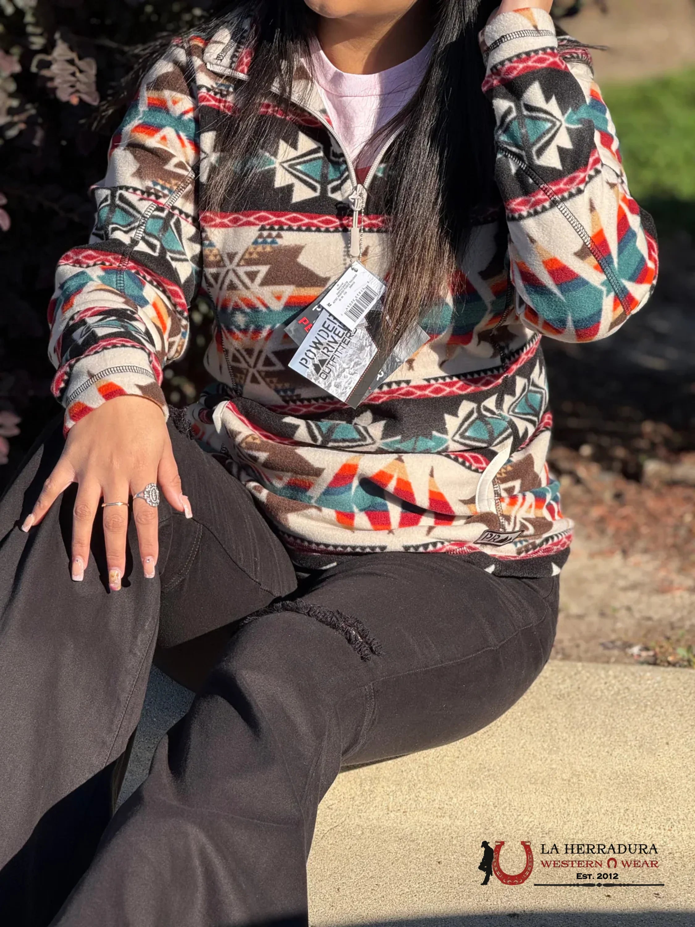 ROCK AND ROLL WOMEN BLACK BROWN ORANGE AZTEC PRINT NATURAL PULLOVER DW91C04078 ROPA MUJERES