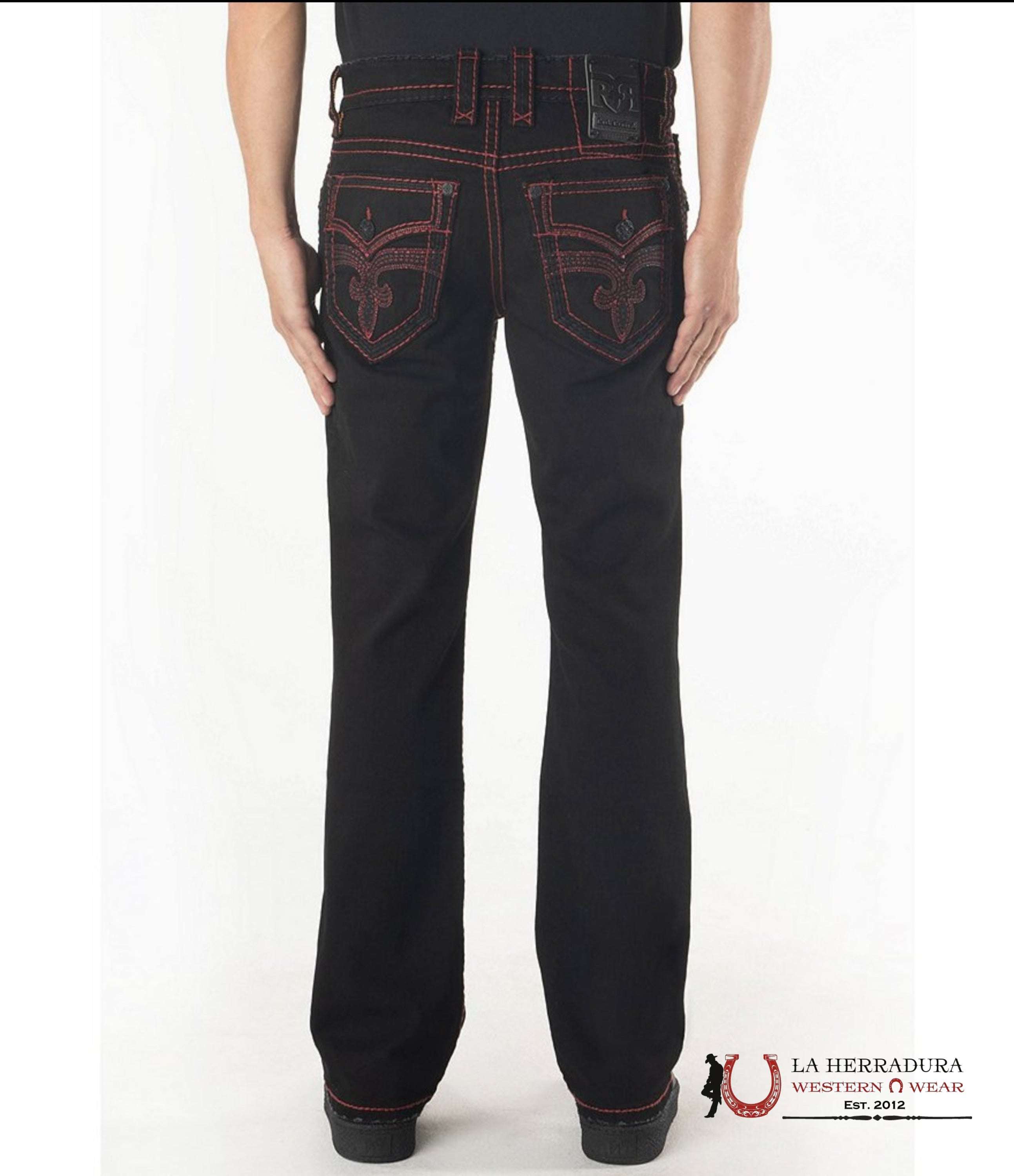 ROCK REVIVAL MENS ARTHER BOOT CUT RED DETAILS JEAN ROPA HOMBRES