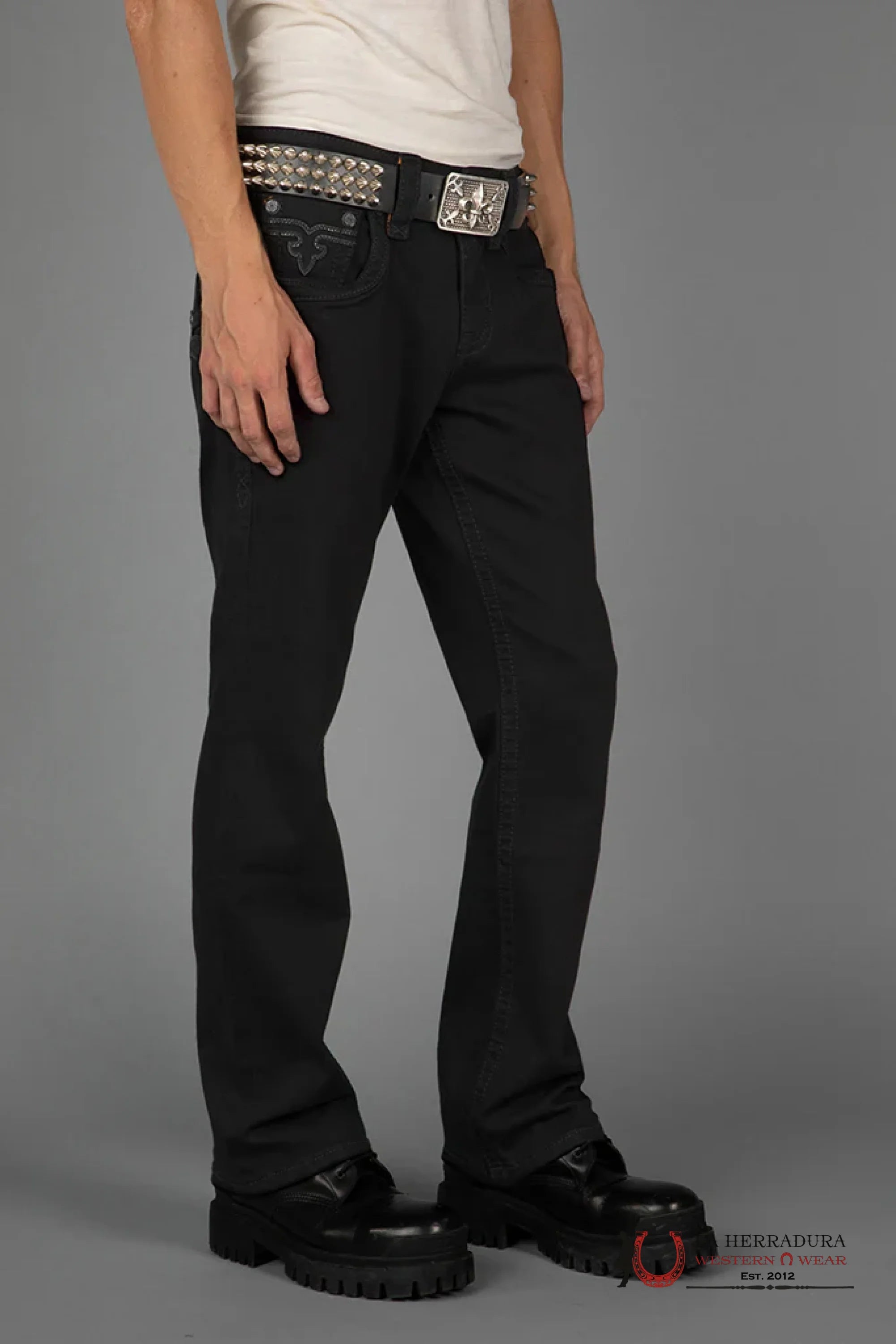 ROCK REVIVAL MENS JEANS BLACK ARTHER BOOT CUT ROPA HOMBRES