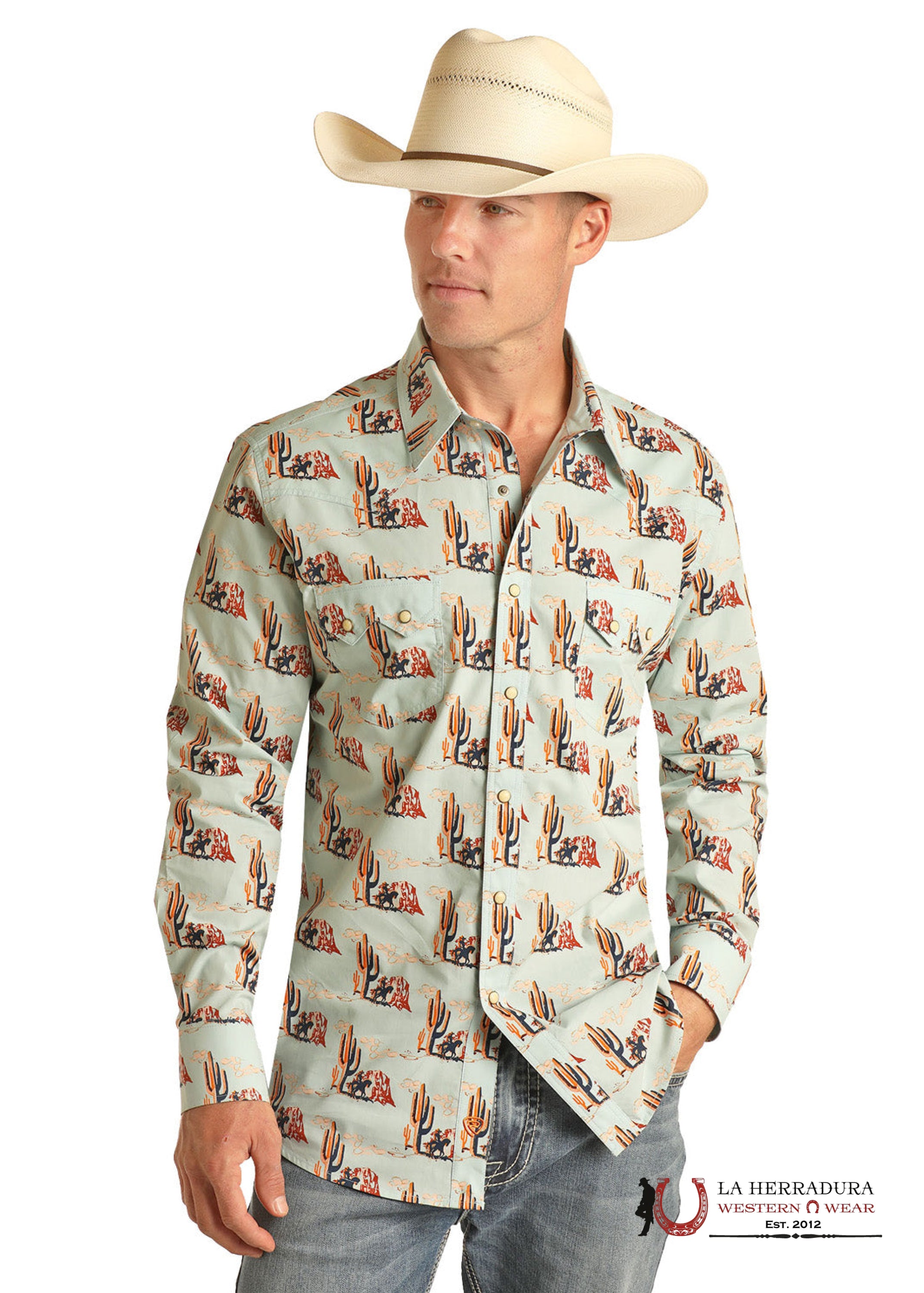 ROCK&ROL LONG SLEEVE AQUAMARINE SNAP B2S3325 ROPA HOMBRES