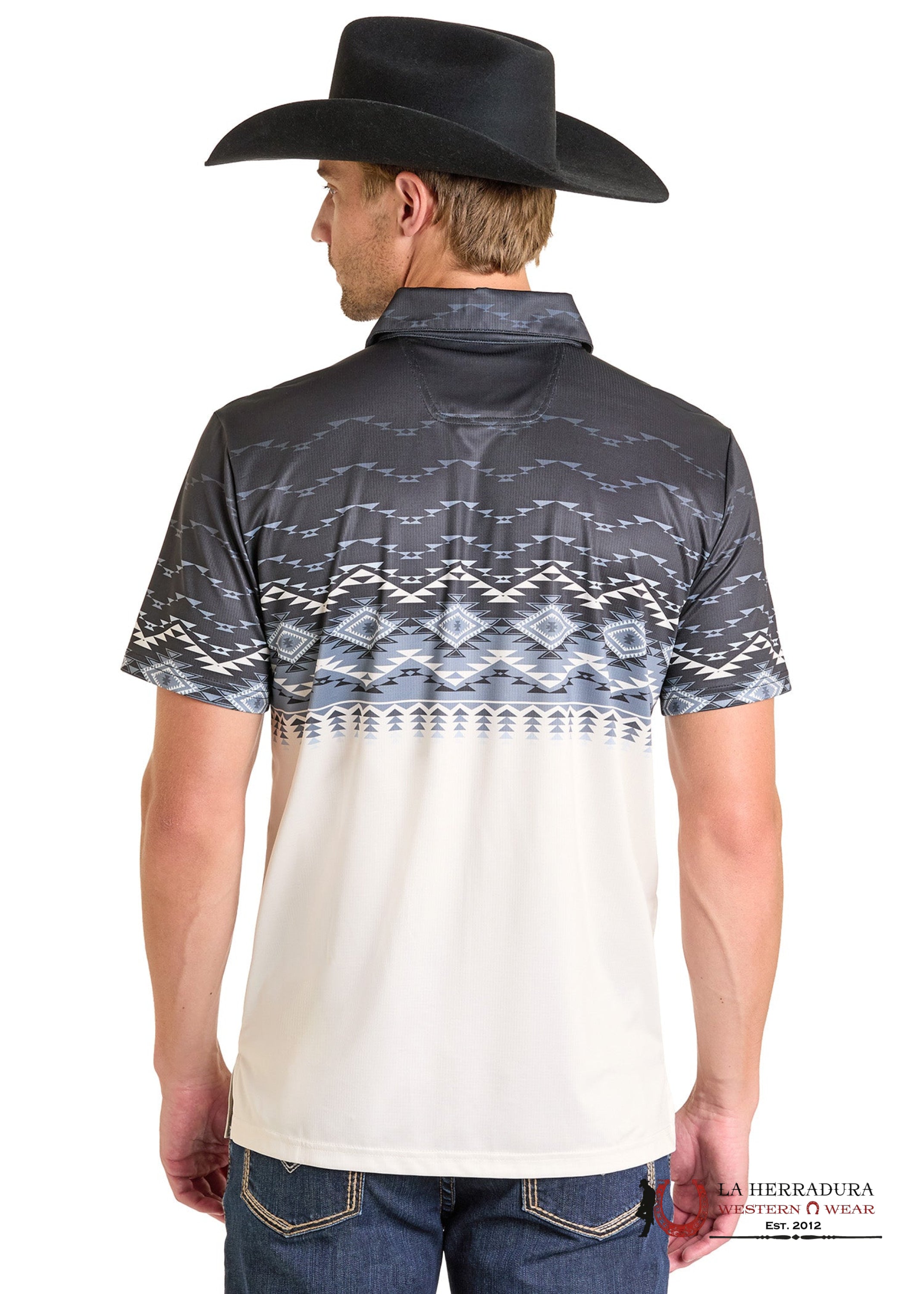 ROCK&ROLL AZTEC POLO SHIRT BLACK & WHITE BM51T07285 ROPA HOMBRES