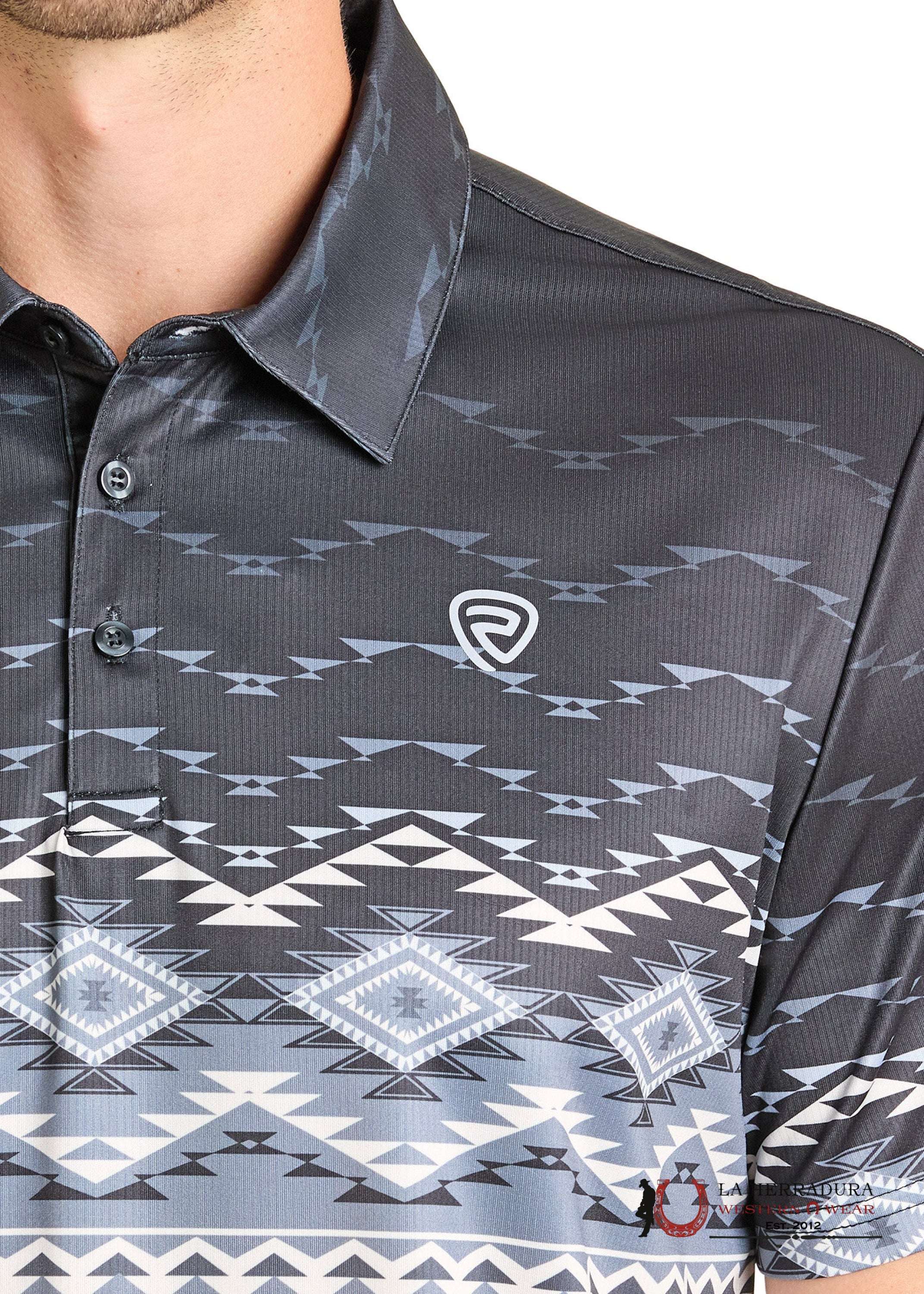 ROCK&ROLL AZTEC POLO SHIRT BLACK & WHITE BM51T07285 ROPA HOMBRES