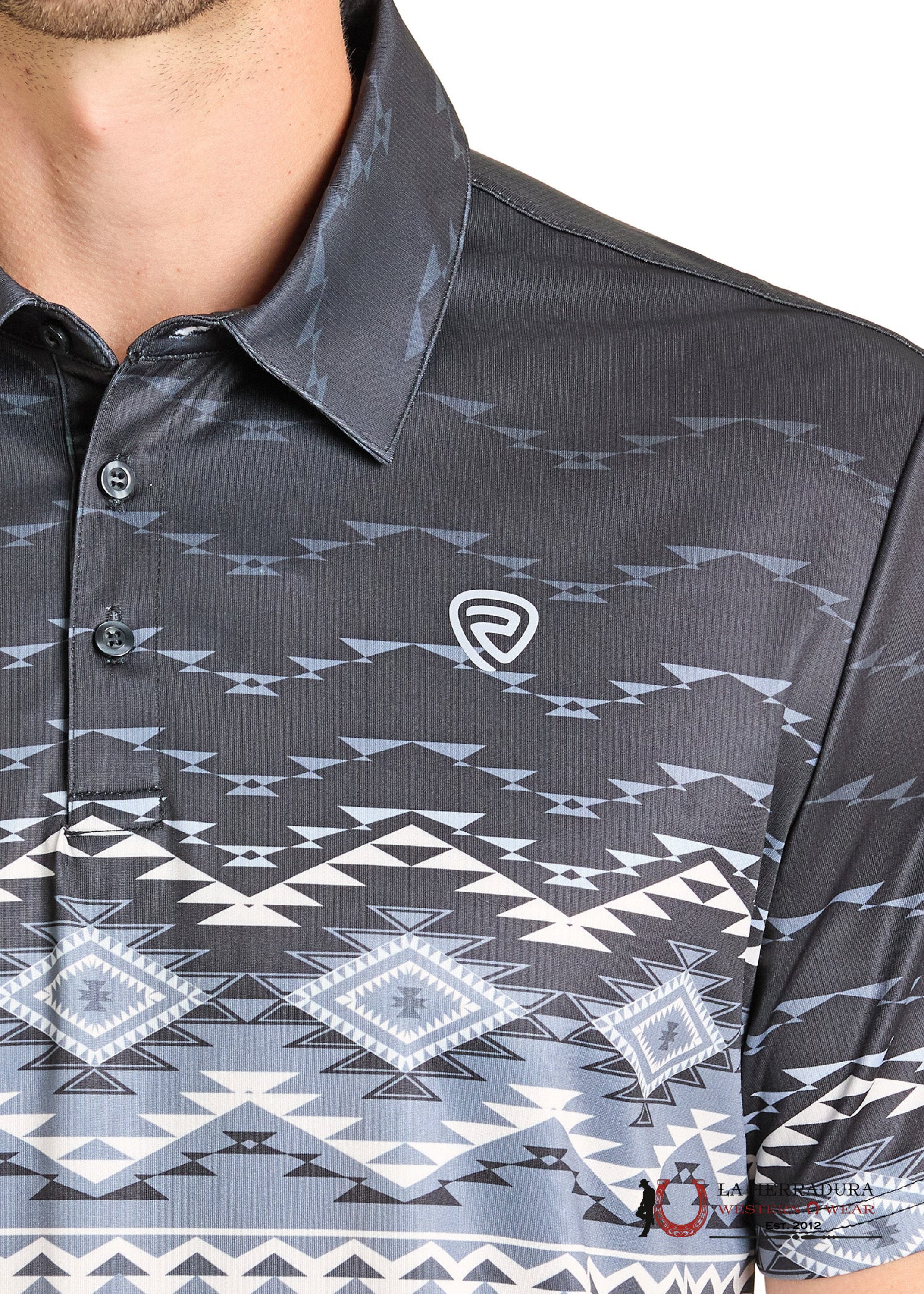 ROCK&ROLL AZTEC POLO SHIRT BLACK & WHITE BM51T07285 ROPA HOMBRES