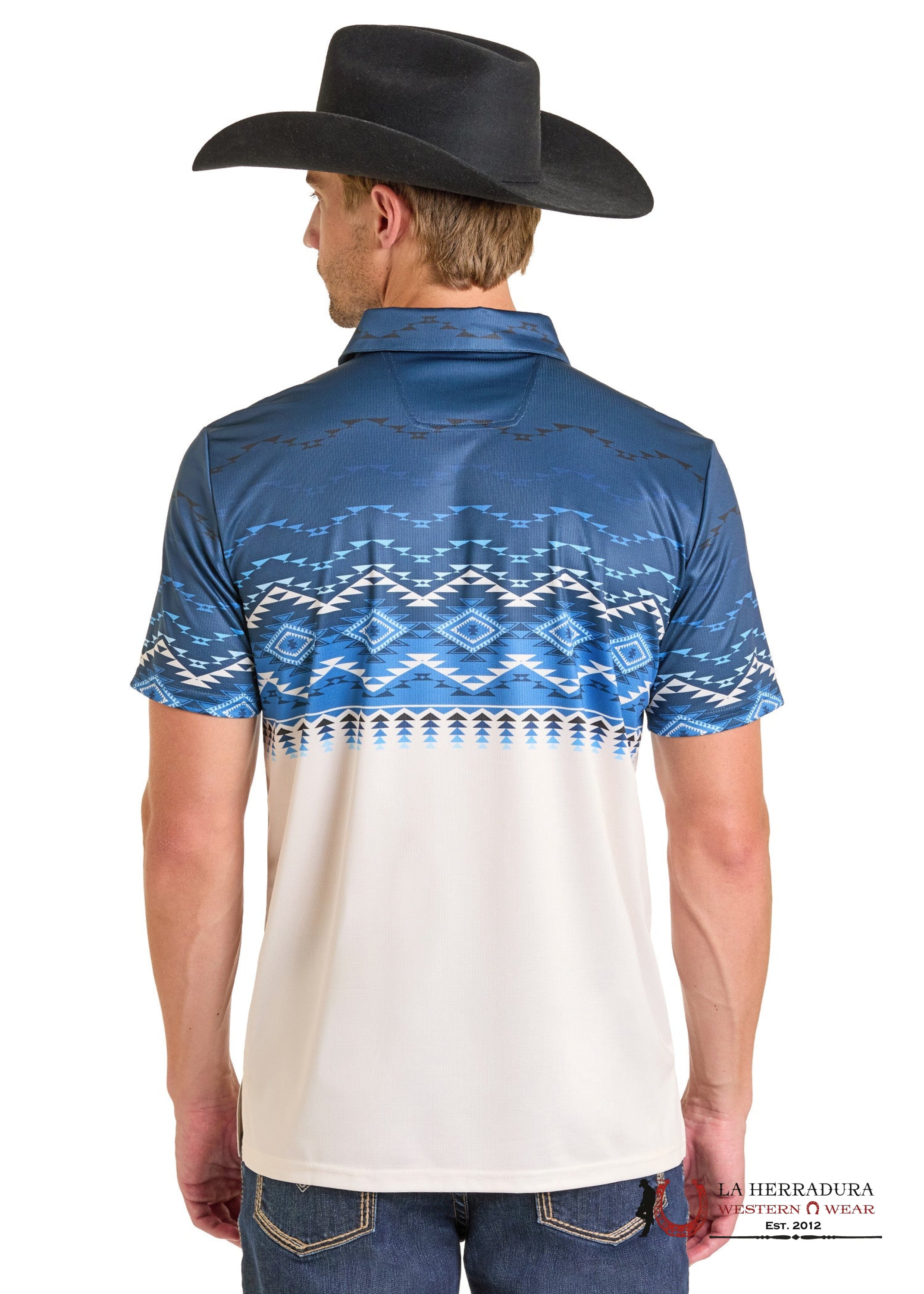 ROCK&ROLL AZTEC POLO SHIRT NAVY & WHITE BM51T07284 ROPA HOMBRES