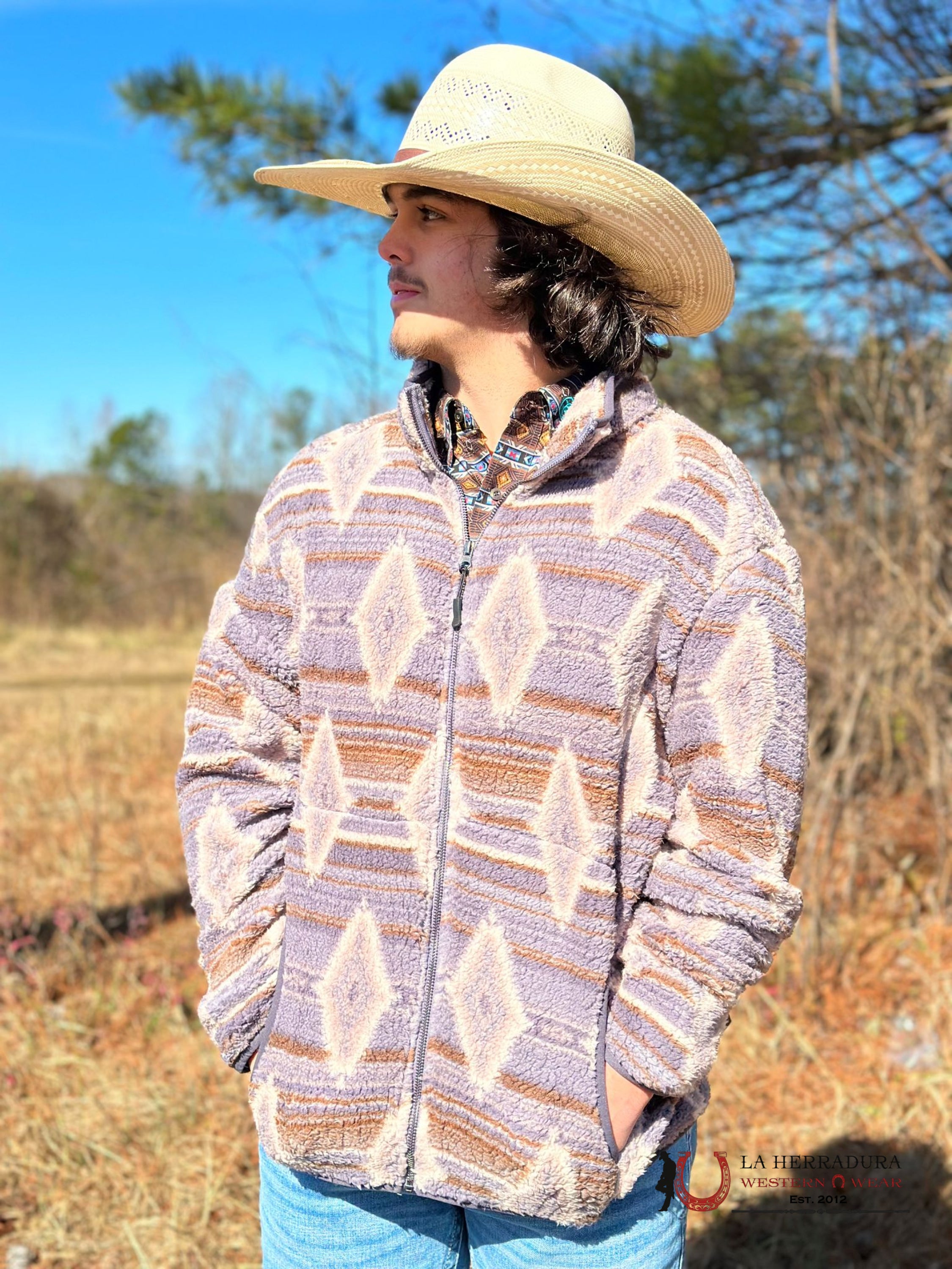 Rock & Roll Aztec Printed Berber Jacket Brown Ropa Hombres