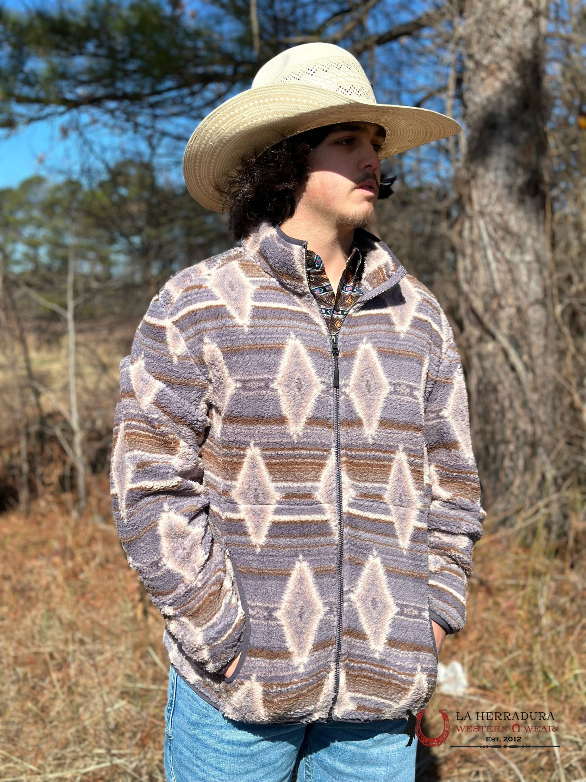 Rock & Roll Aztec Printed Berber Jacket Brown Ropa Hombres