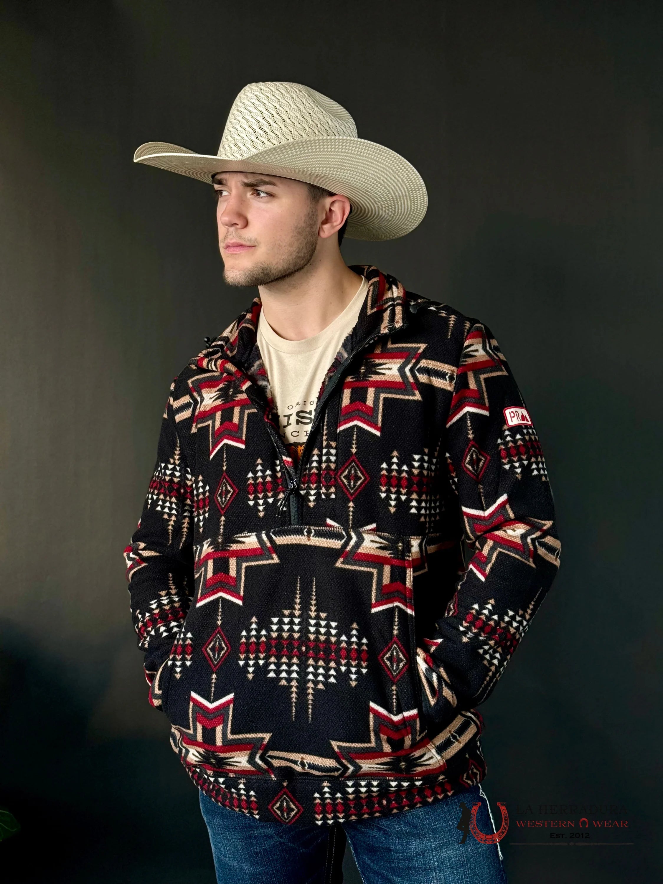 Rock & Roll Aztec Printed Fleece Pullover Black Ropa Hombres