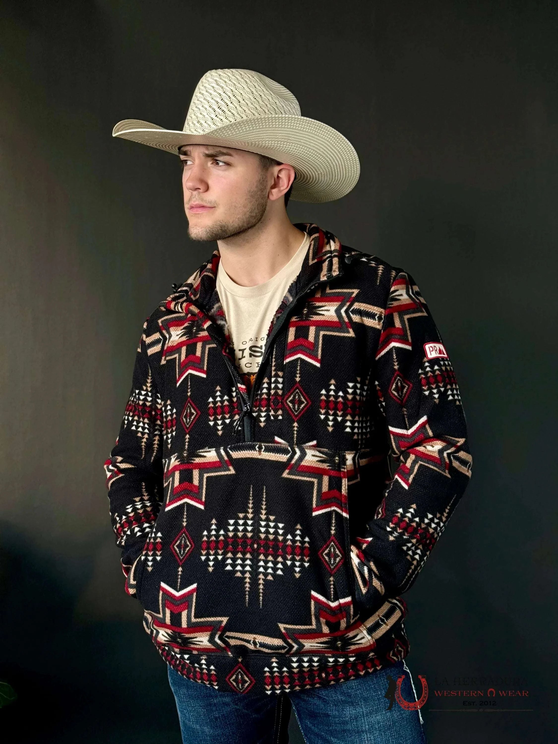 Rock & Roll Aztec Printed Fleece Pullover Black Ropa Hombres