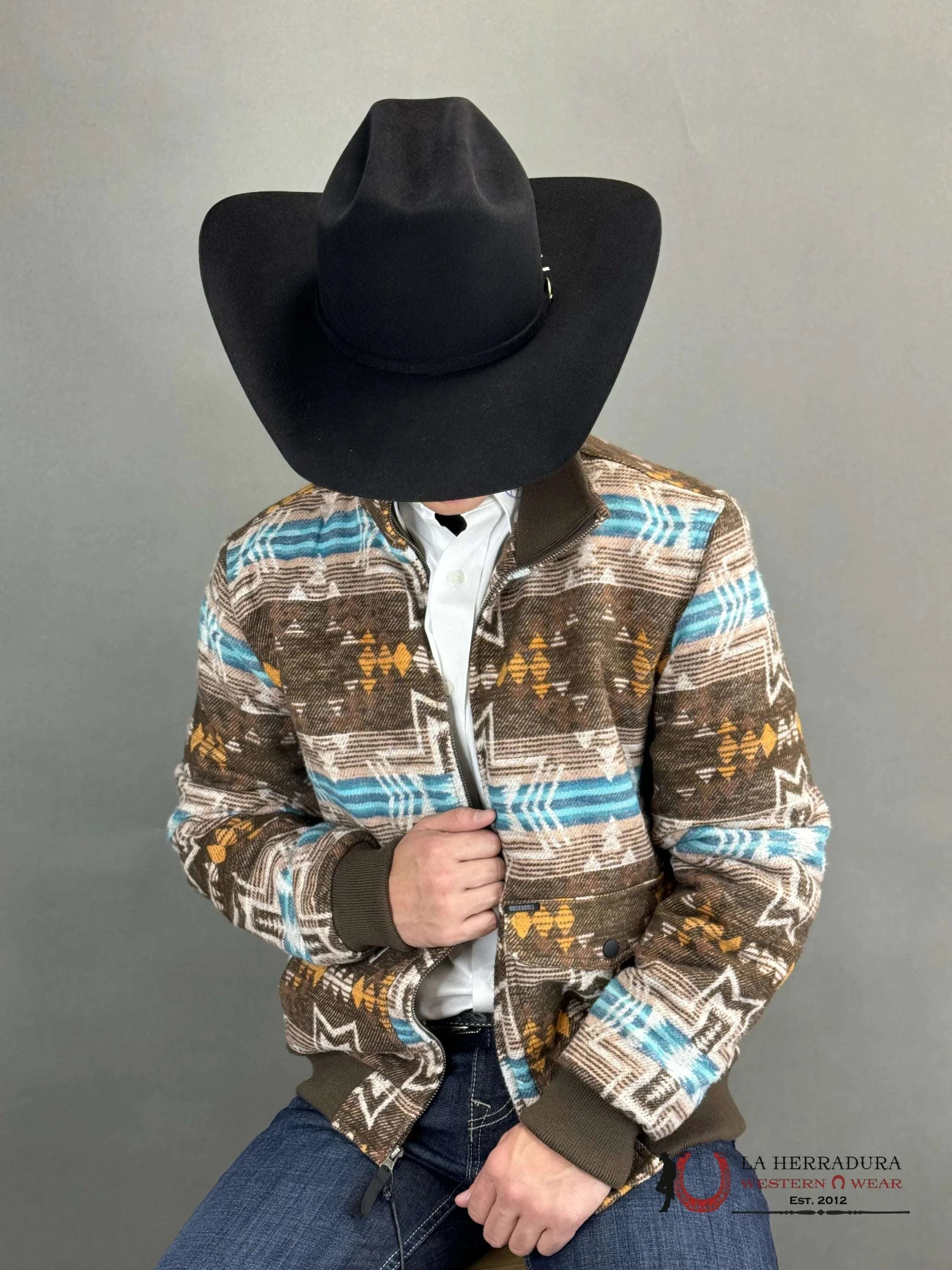 Rock & Roll Aztec Printed Pullover Jacket Orange Ropa Hombres