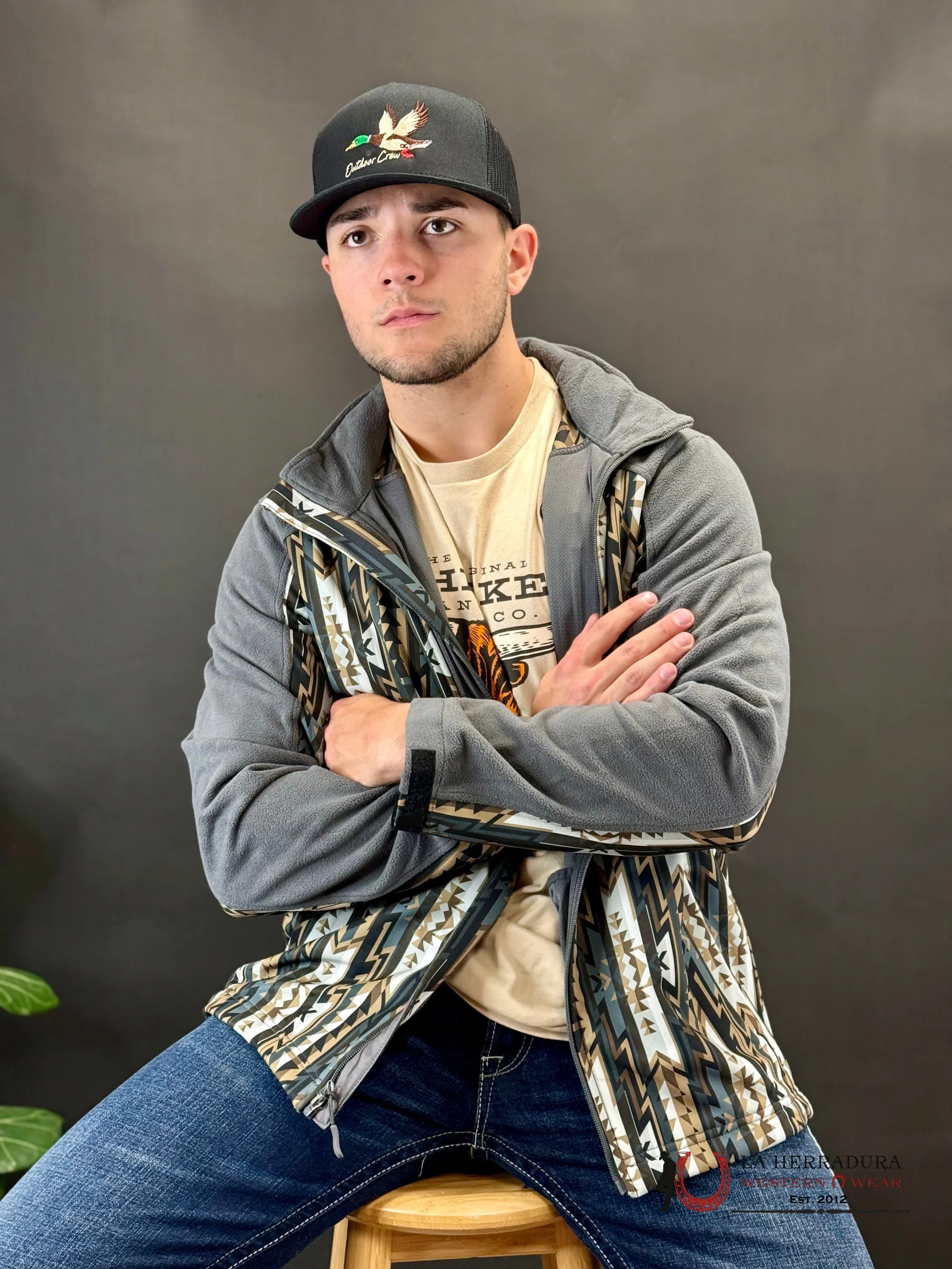 Rock & Roll Aztec Printed Softshell Jacket Dark Brown Ropa Hombres