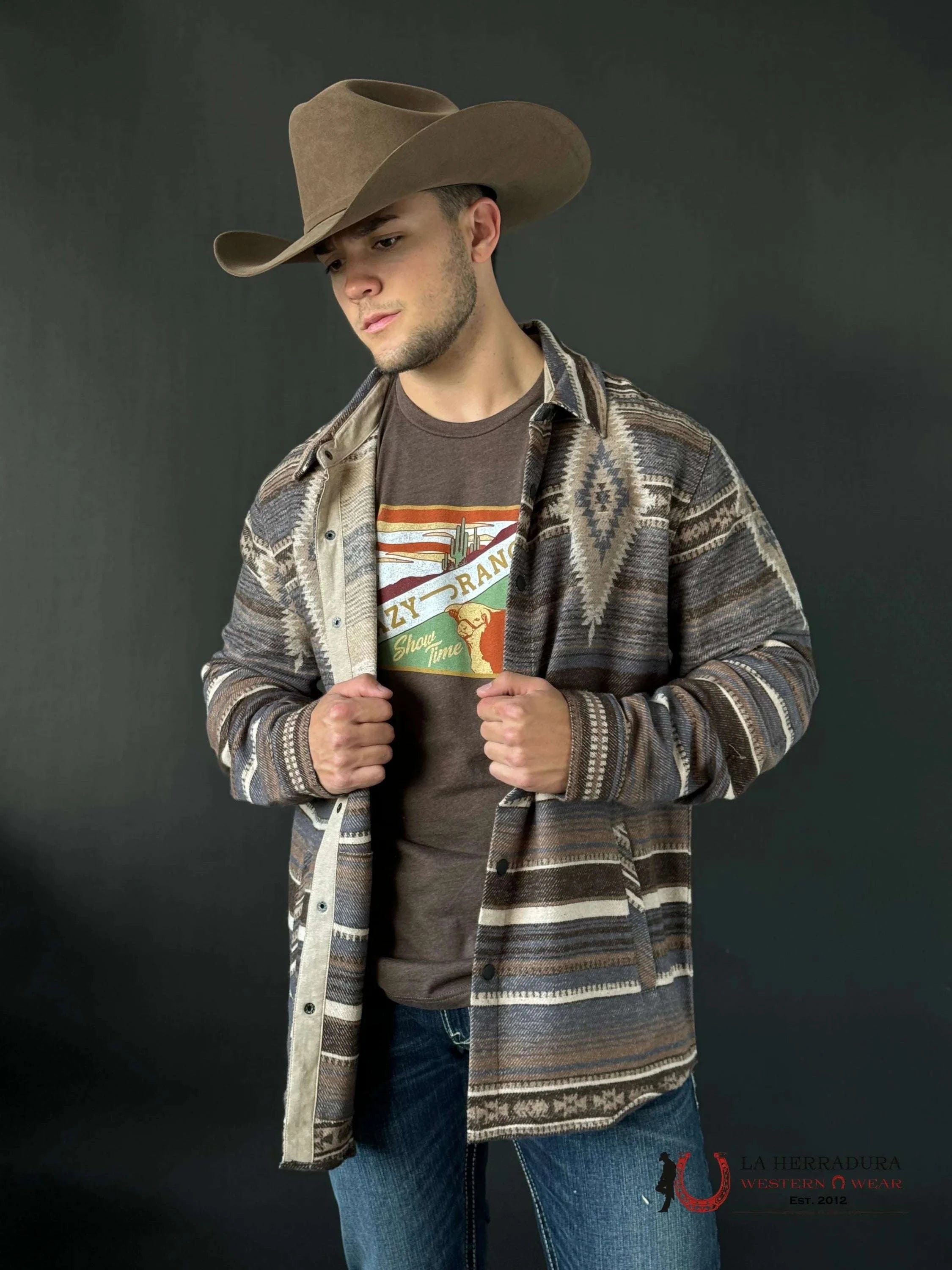 Rock & Roll Aztec Shirt Jacket Dark Brown Ropa Hombres