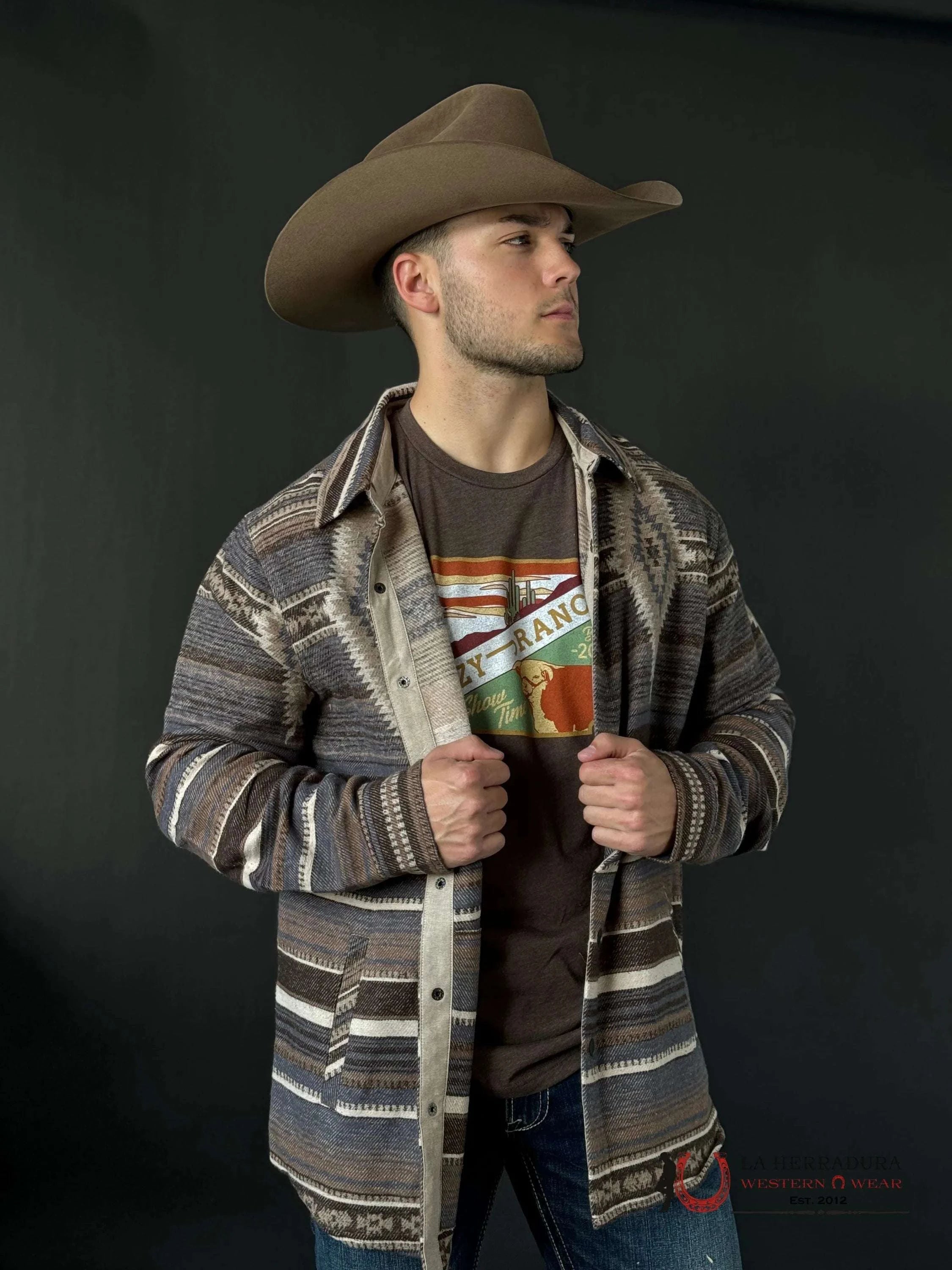 Rock & Roll Aztec Shirt Jacket Dark Brown Ropa Hombres