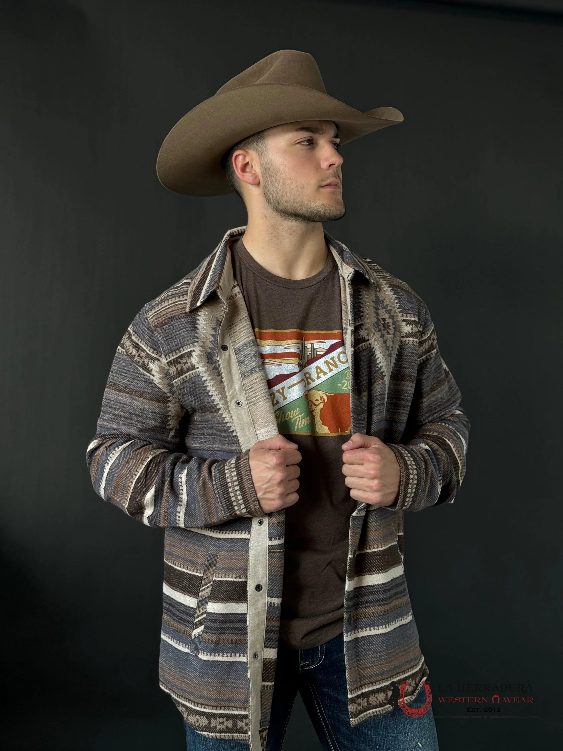 Rock & Roll Aztec Shirt Jacket Dark Brown Ropa Hombres