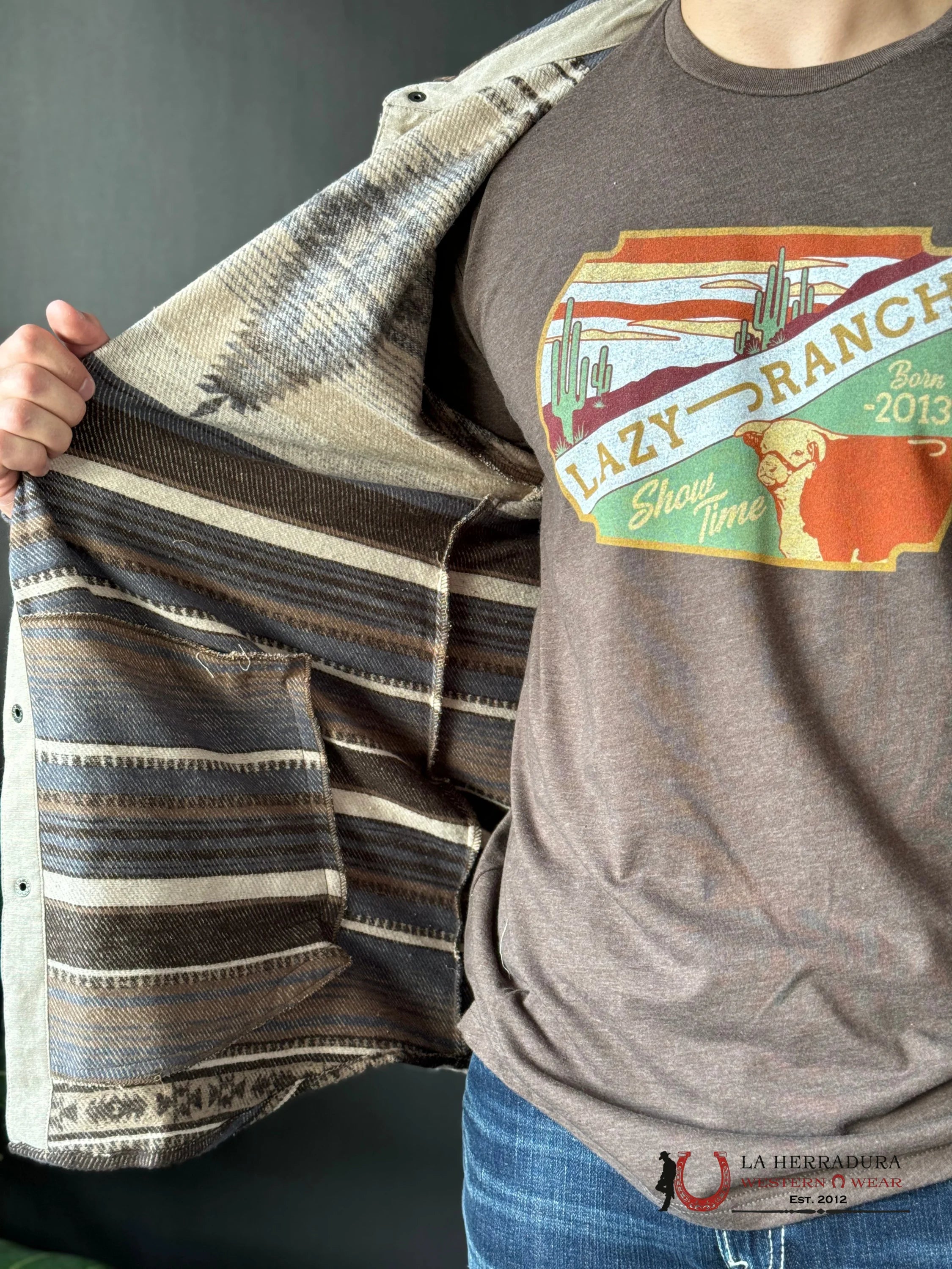 Rock & Roll Aztec Shirt Jacket Dark Brown Ropa Hombres