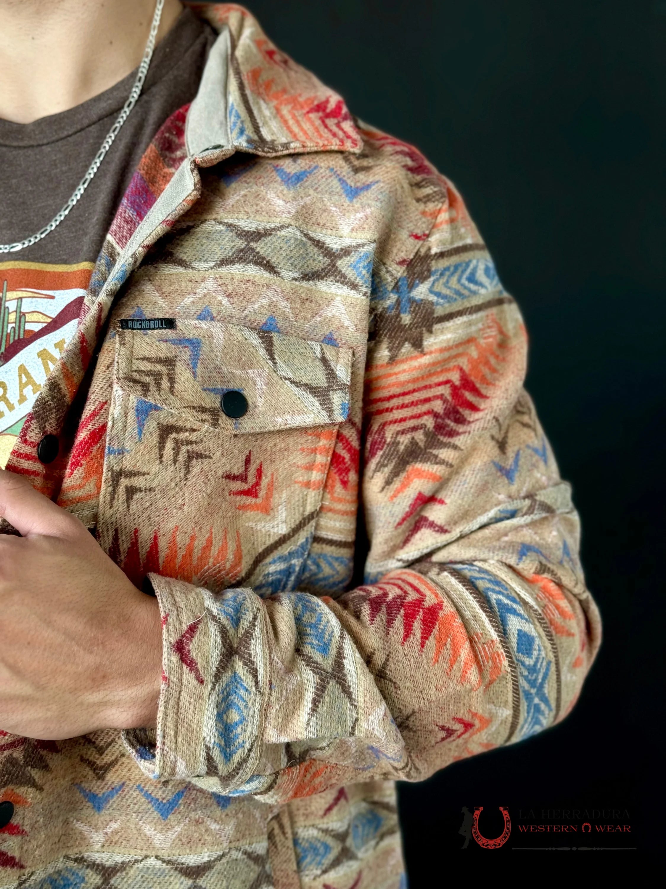 Rock & Roll Aztec Shirt Jacket Tan Ropa Hombres