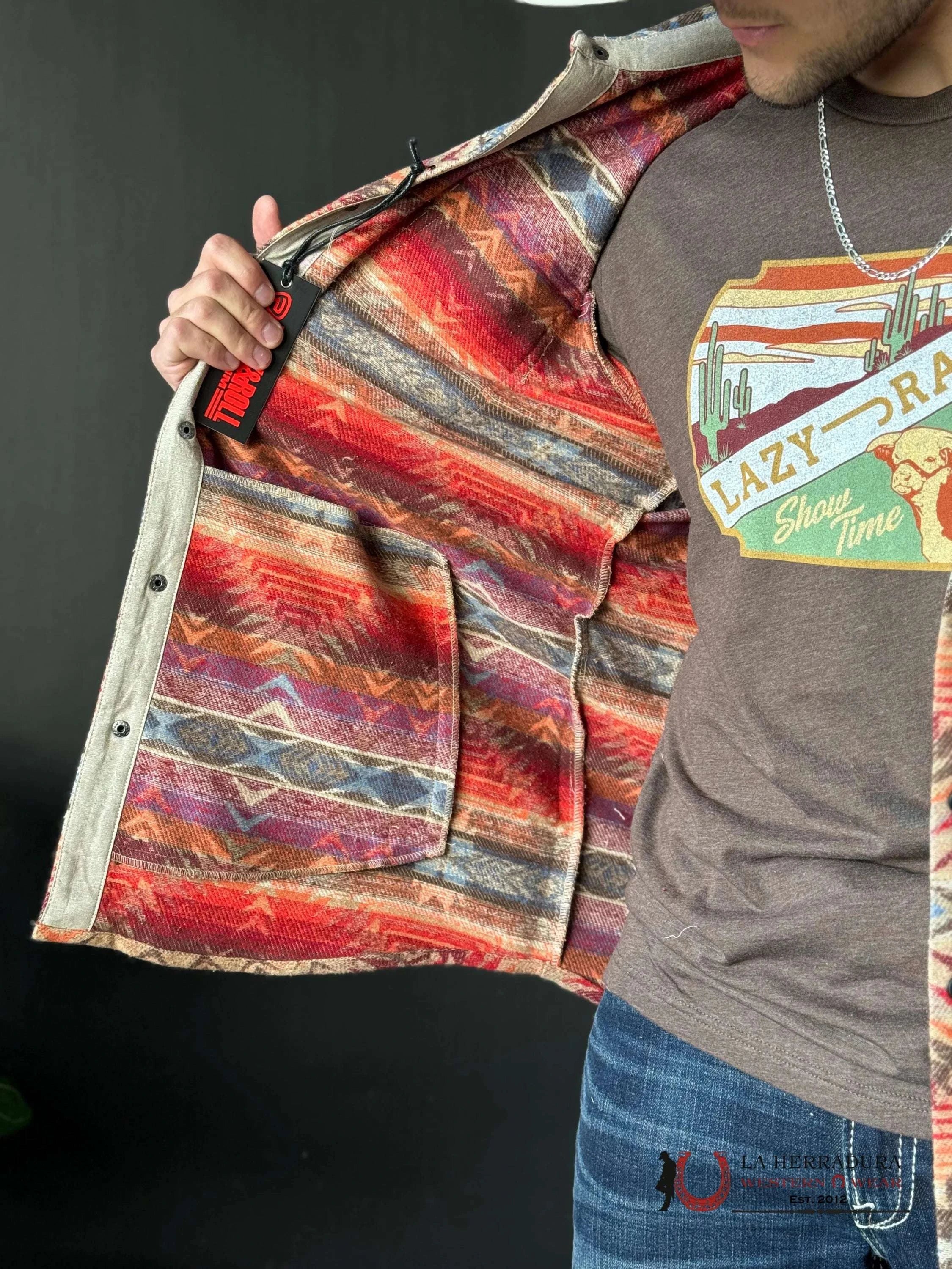Rock & Roll Aztec Shirt Jacket Tan Ropa Hombres