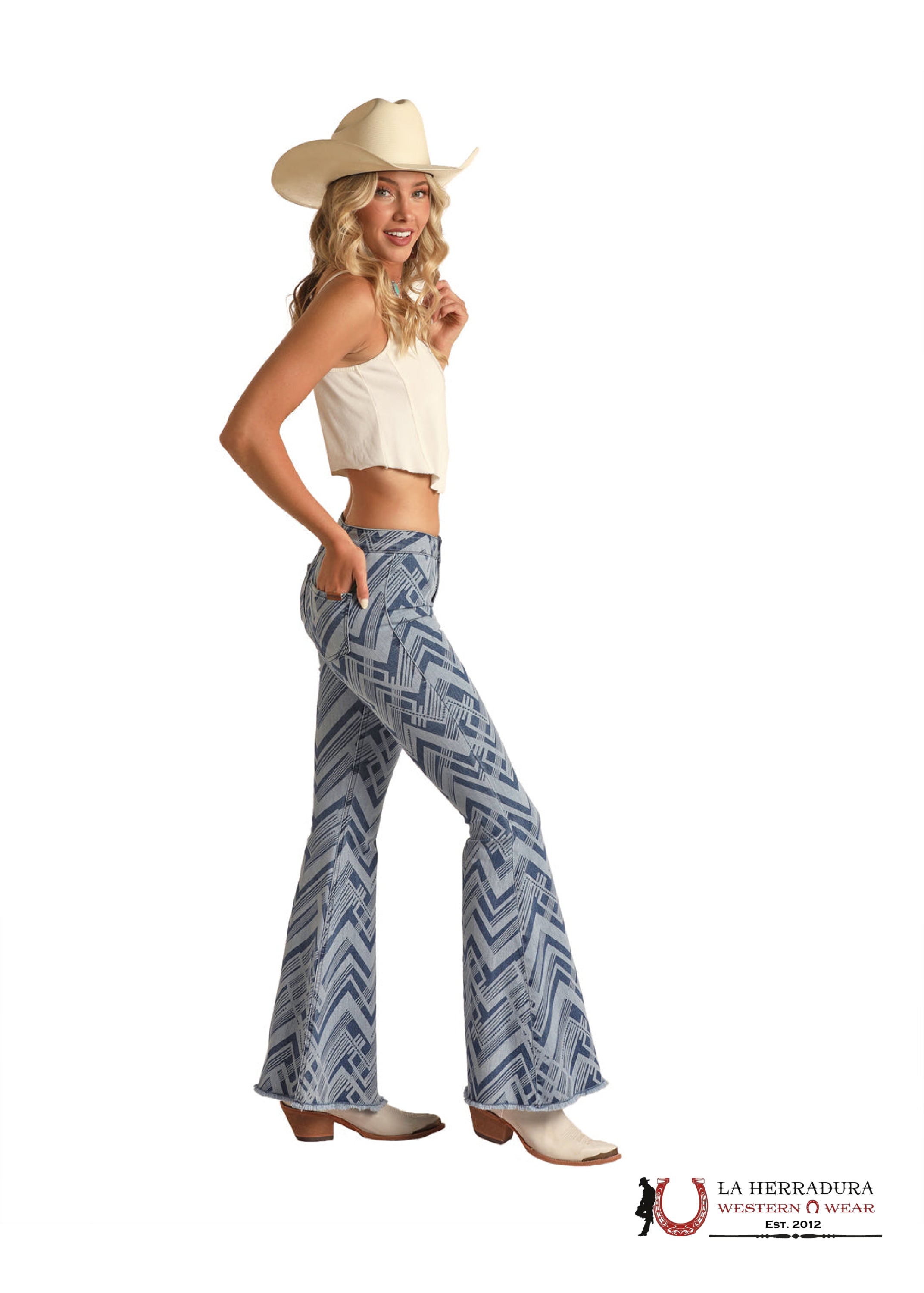 ROCK&ROLL BARGAIN MEDIUM WASH ABSTRACT BELL BUTTOM RRWD7PR0RU ROCK&ROLL JEANS WOMEN