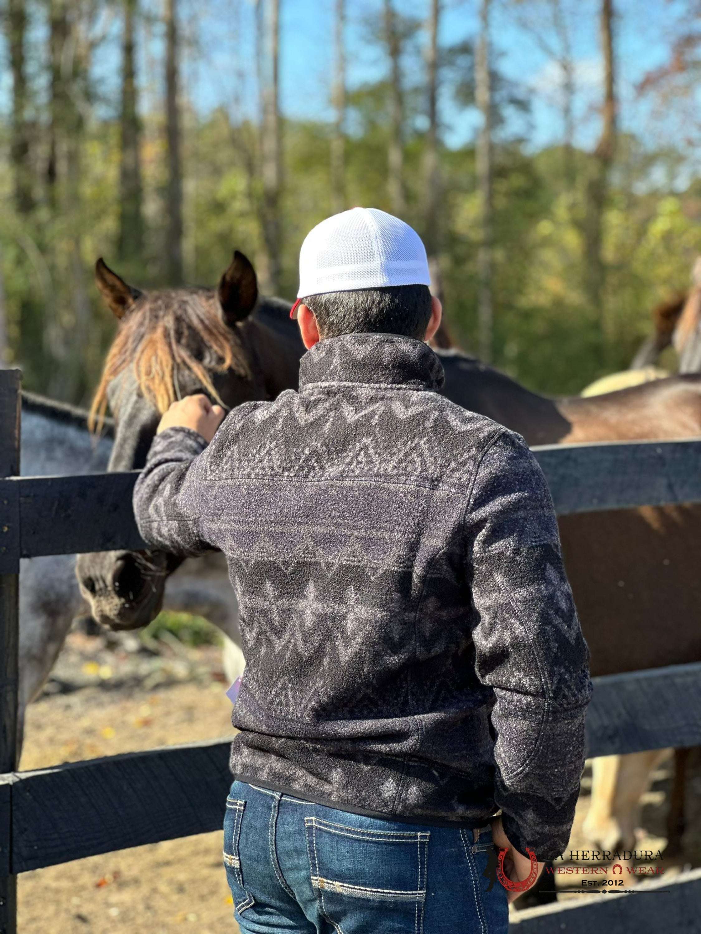 Rock & Roll Black Aztec Printed Berber Pullover Ropa Hombres