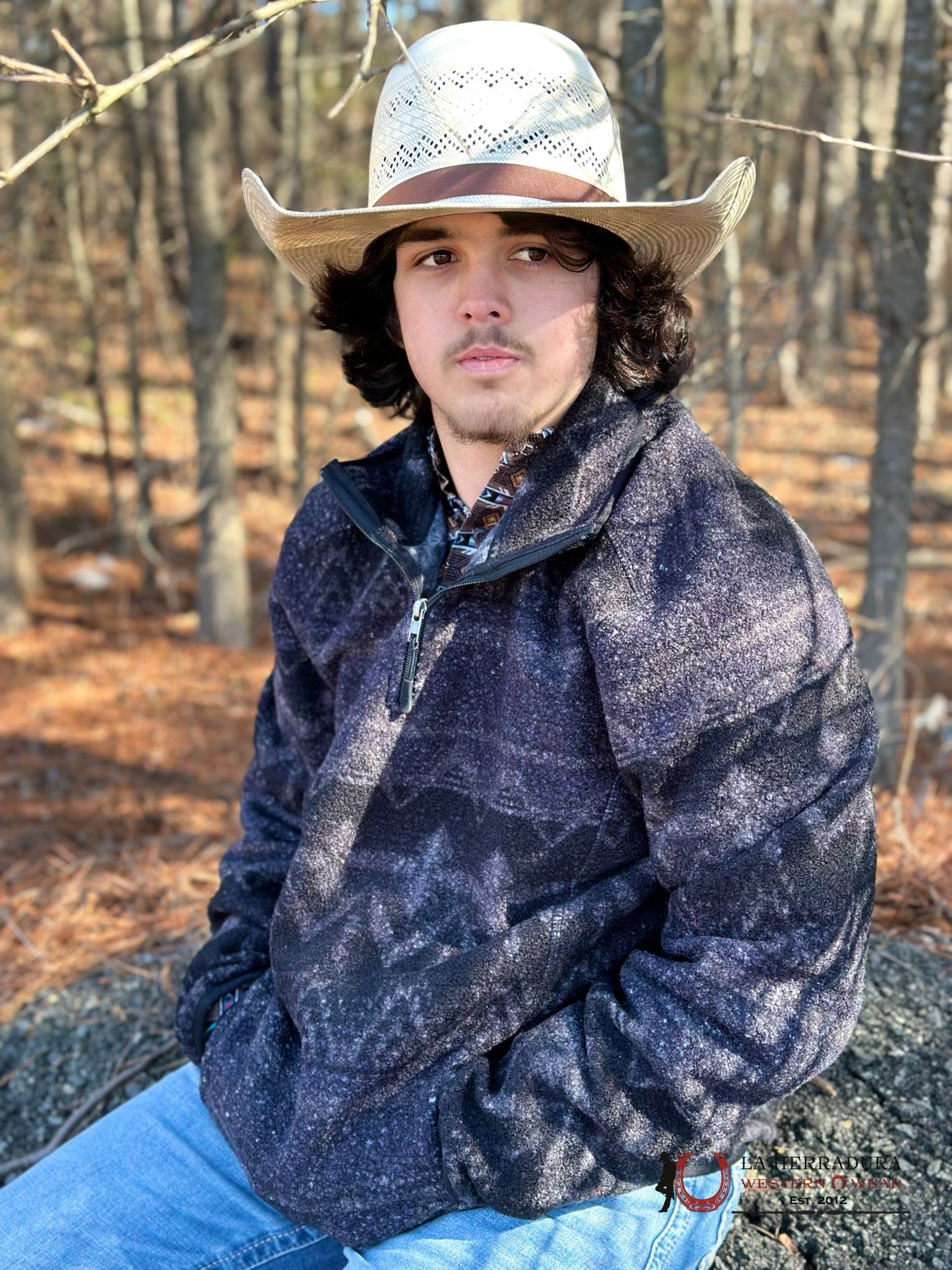 Rock & Roll Black Aztec Printed Berber Pullover Ropa Hombres