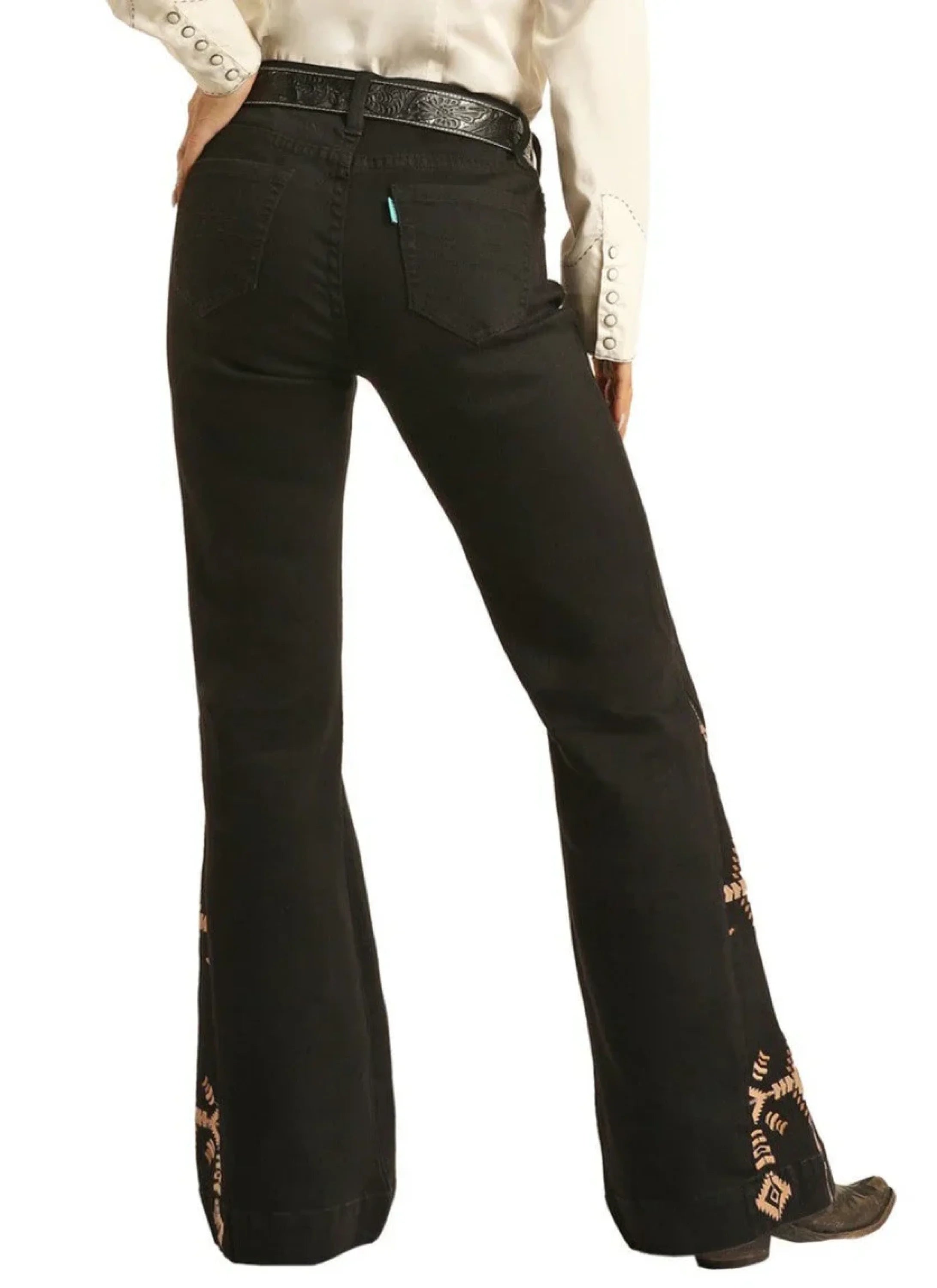 Rock&Roll Black Aztec Mid Rise Jeans Women