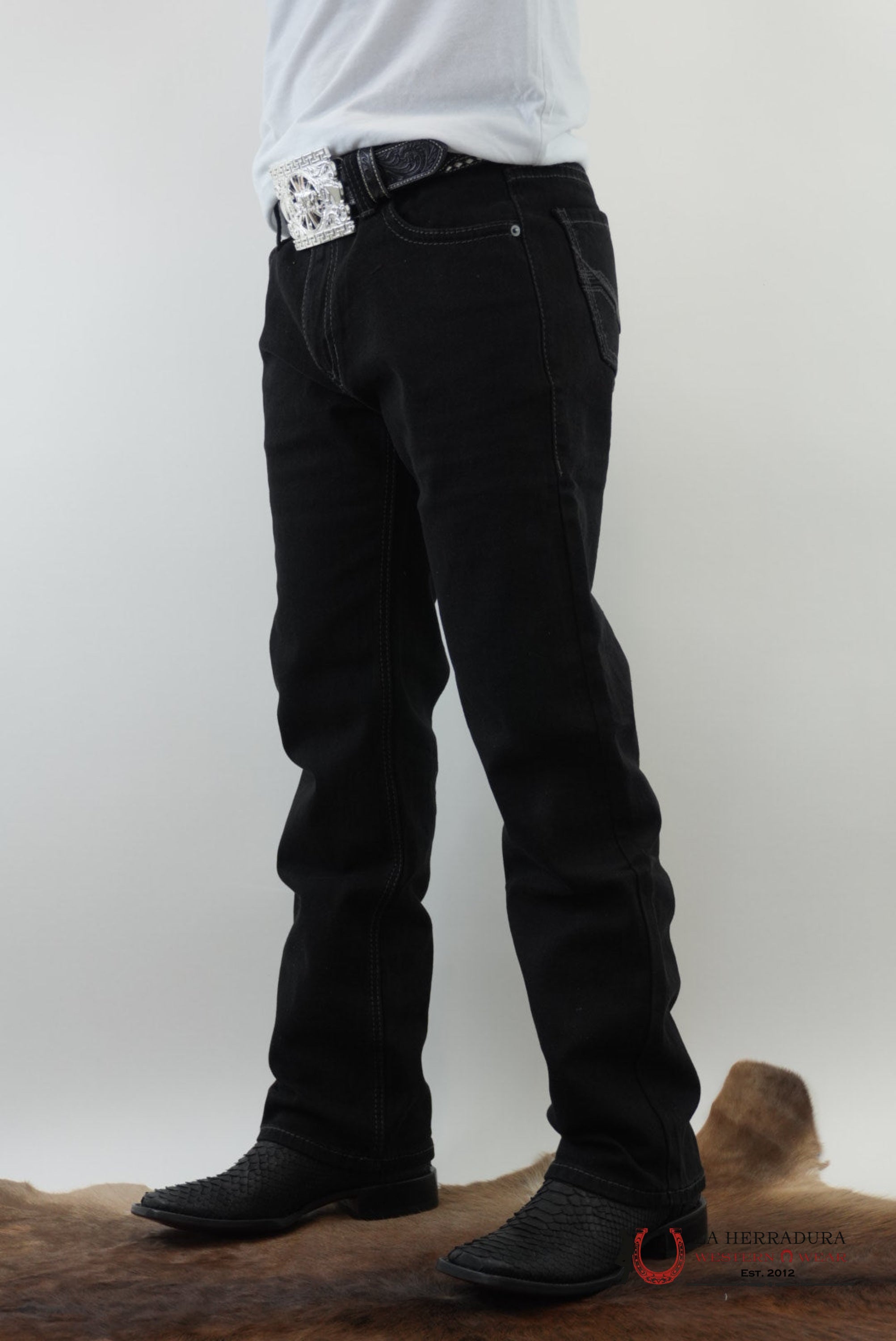 ROCK&ROLL BLACK REVOLVER SLIM STRAIGHT JEANS ROPA HOMBRES