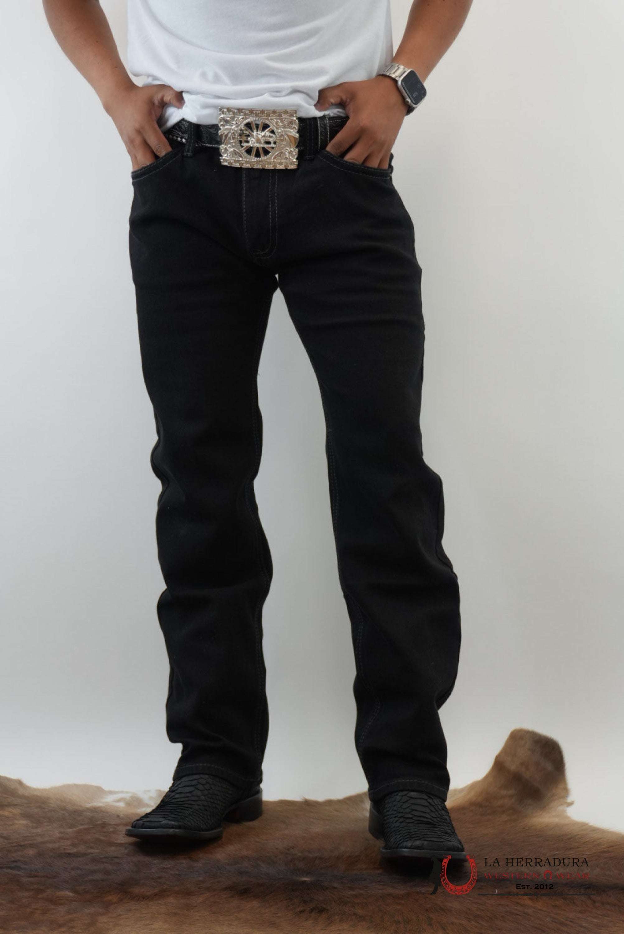 ROCK&ROLL BLACK REVOLVER SLIM STRAIGHT JEANS ROPA HOMBRES