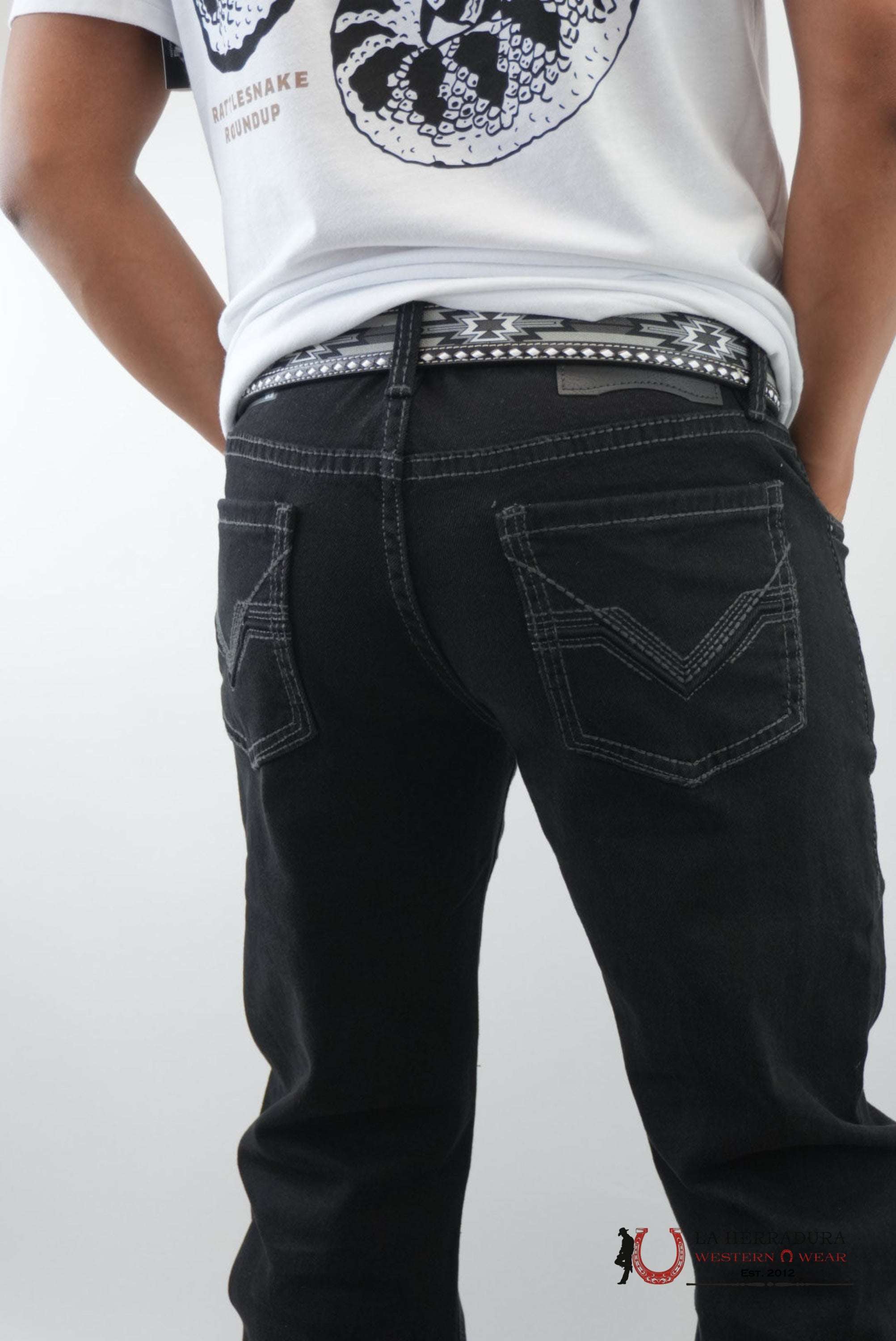 ROCK&ROLL BLACK REVOLVER SLIM STRAIGHT JEANS ROPA HOMBRES