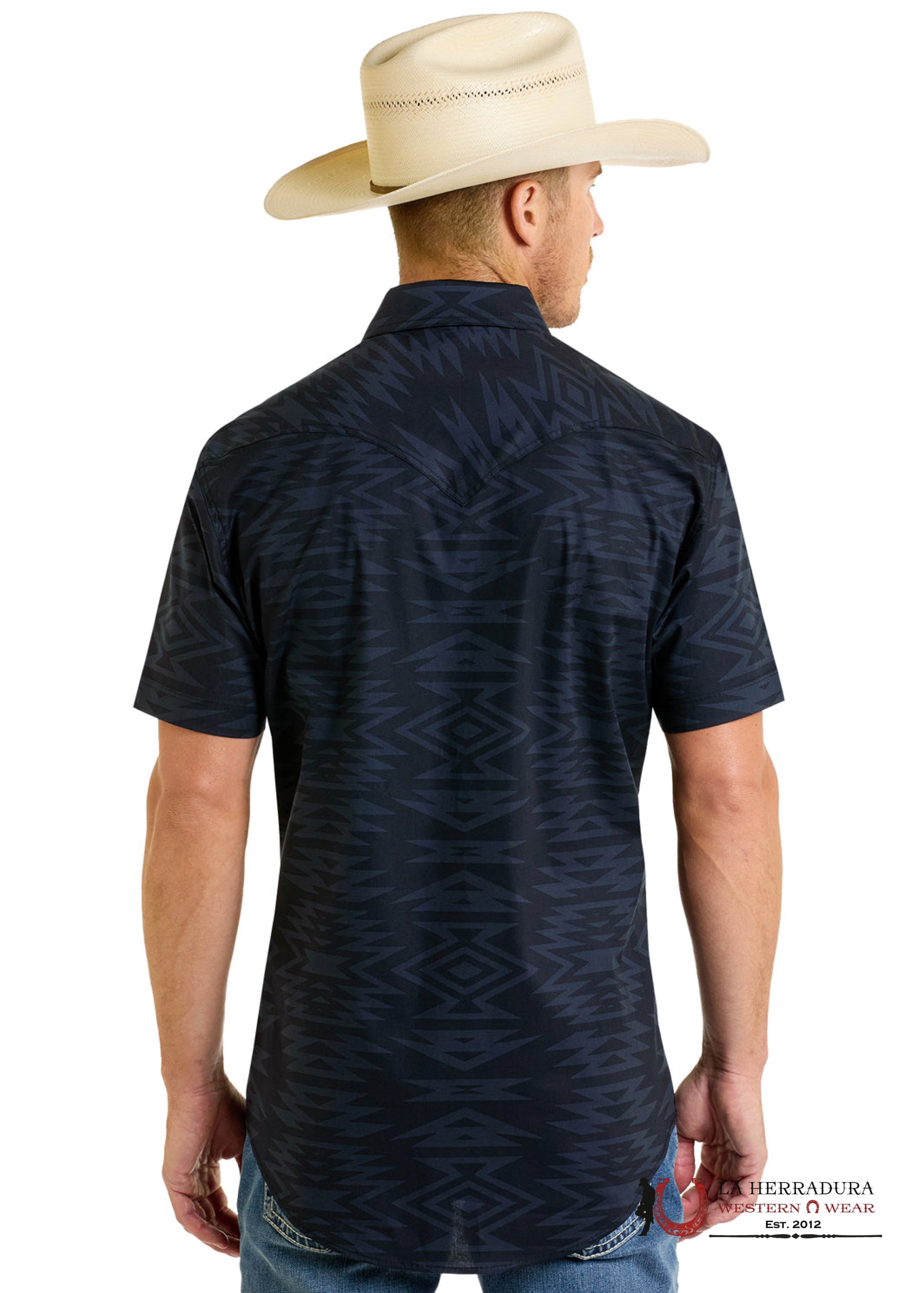 Rock&Roll Black Short Sleeve With Aztec Print Shirt - 6476 ROPA HOMBRES