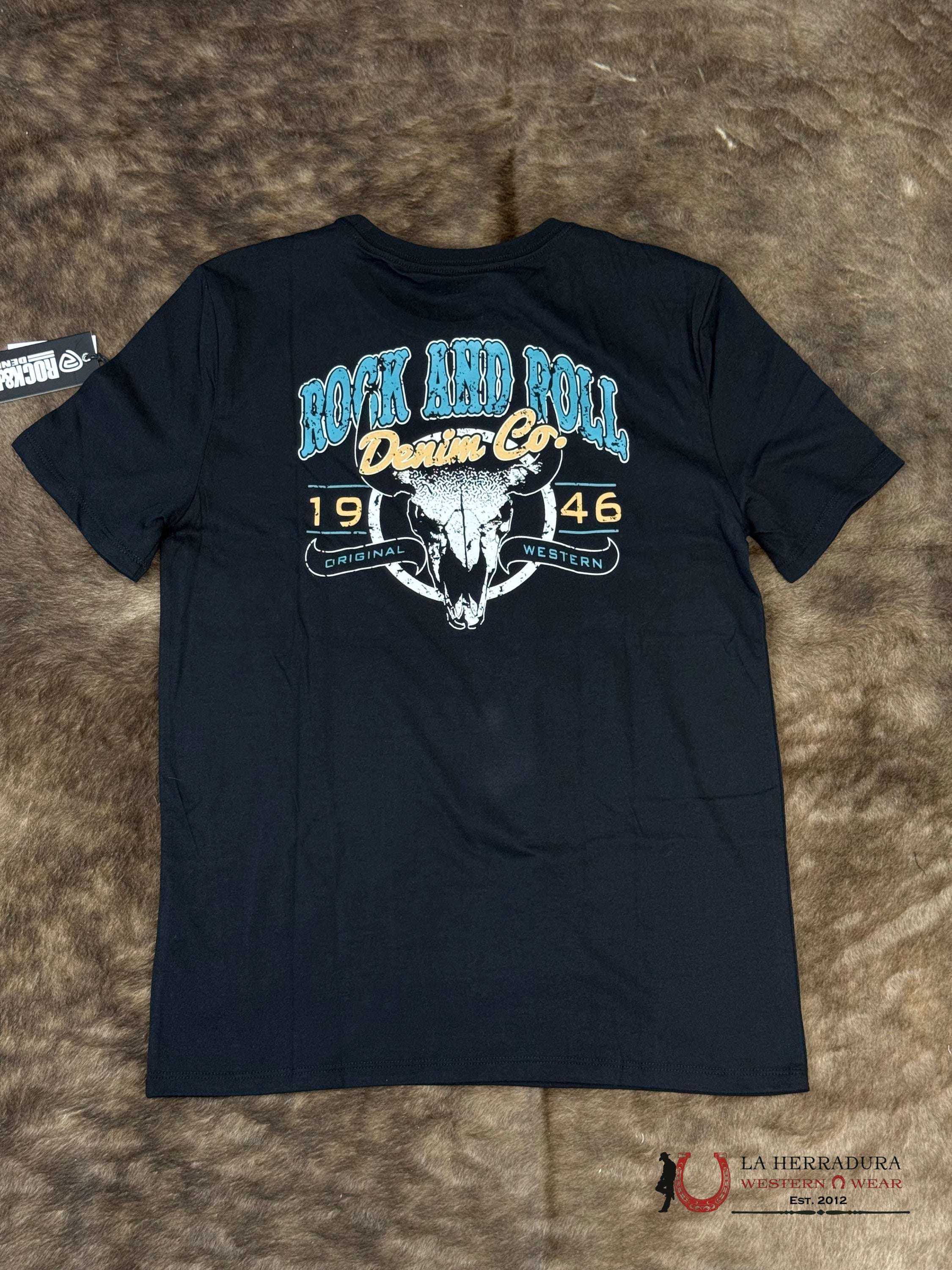 Rock&Roll Black Skull Graphic T-shirt Men - 6778 ROPA HOMBRES