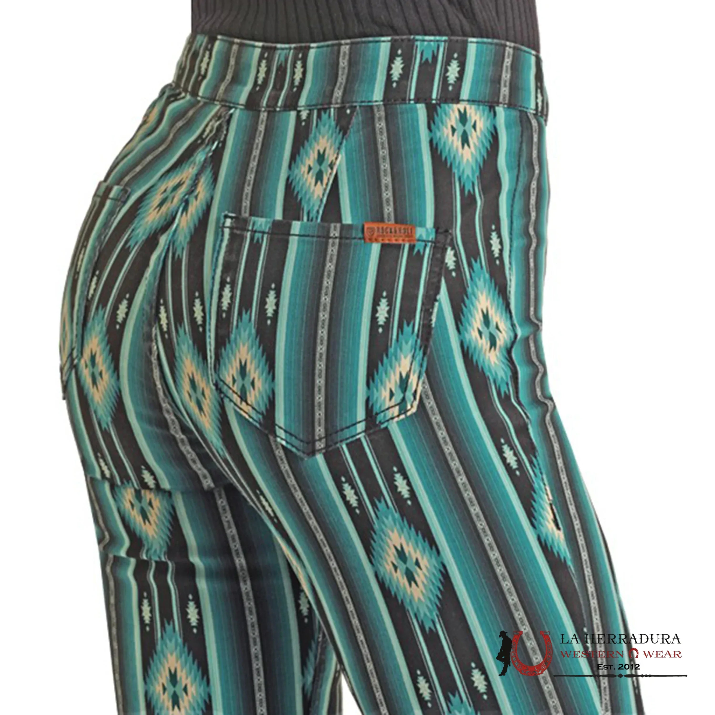 ROCK&ROLL BLACK TEAL SERAPE BELL BOTTOM BW7PD02232 ROCK&ROLL JEANS WOMEN