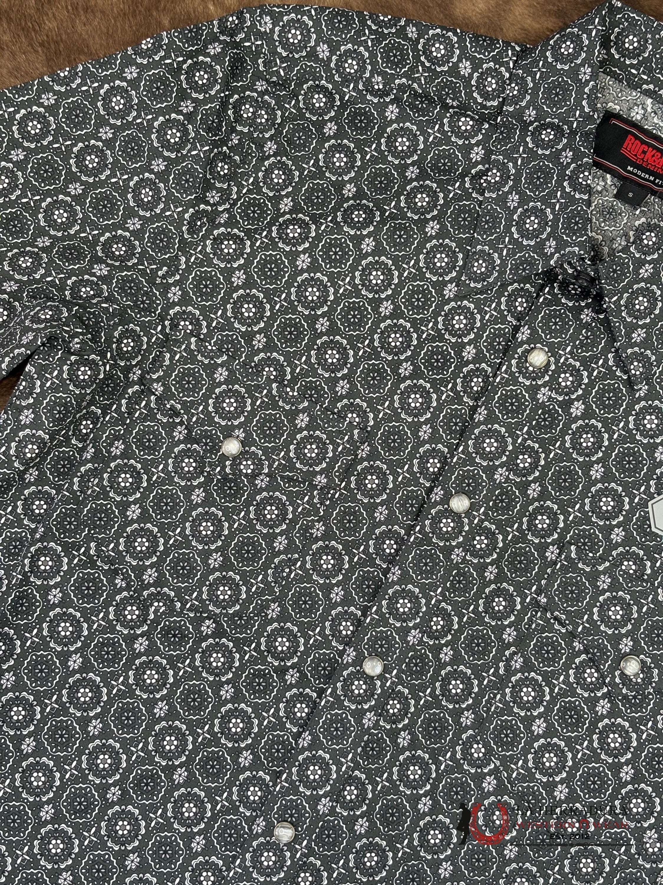 ROCK&ROLL Black With Floral Print Short Sleeve Shirt - 6471 ROPA HOMBRES