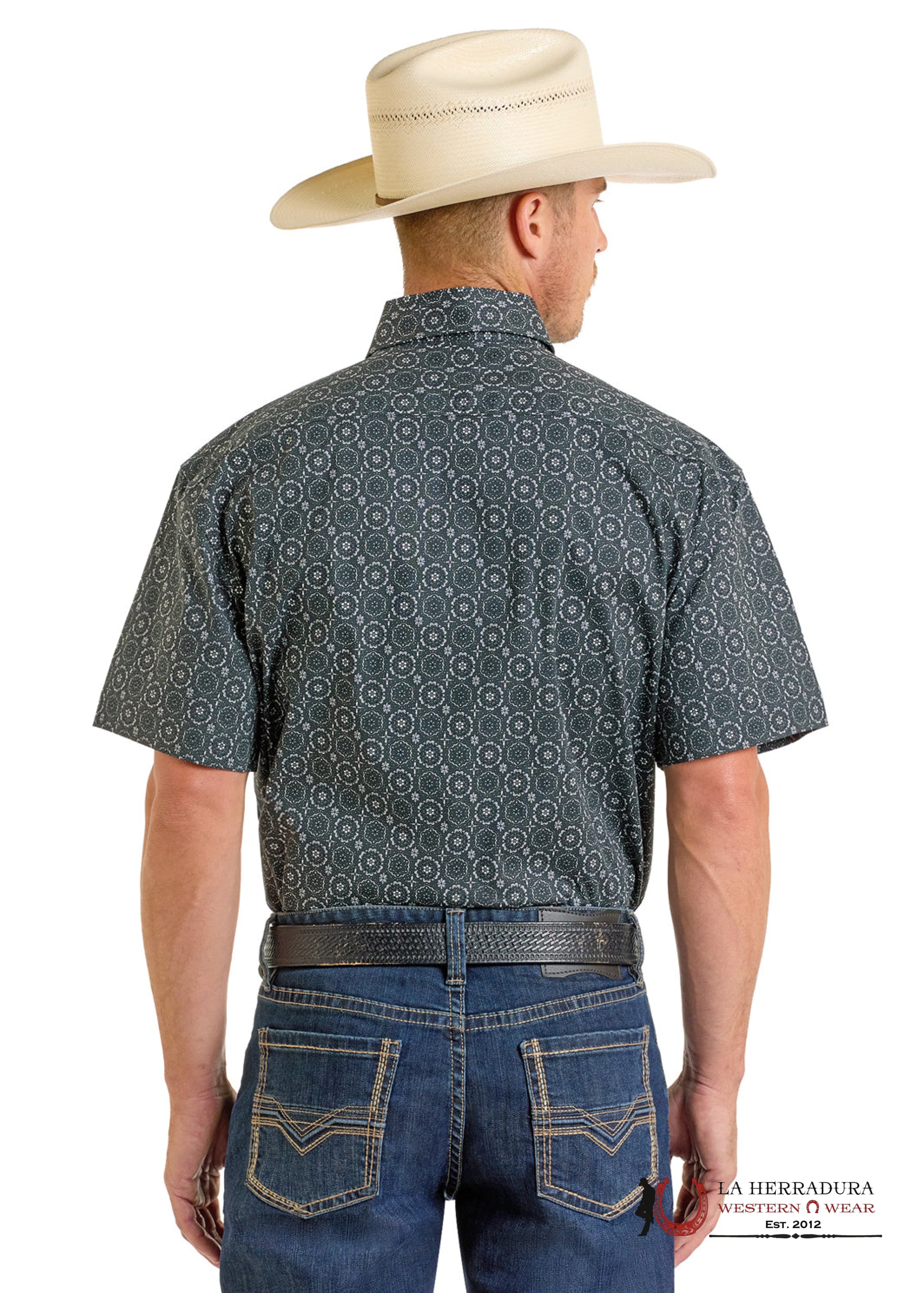 ROCK&ROLL Black With Floral Print Short Sleeve Shirt - 6471 ROPA HOMBRES