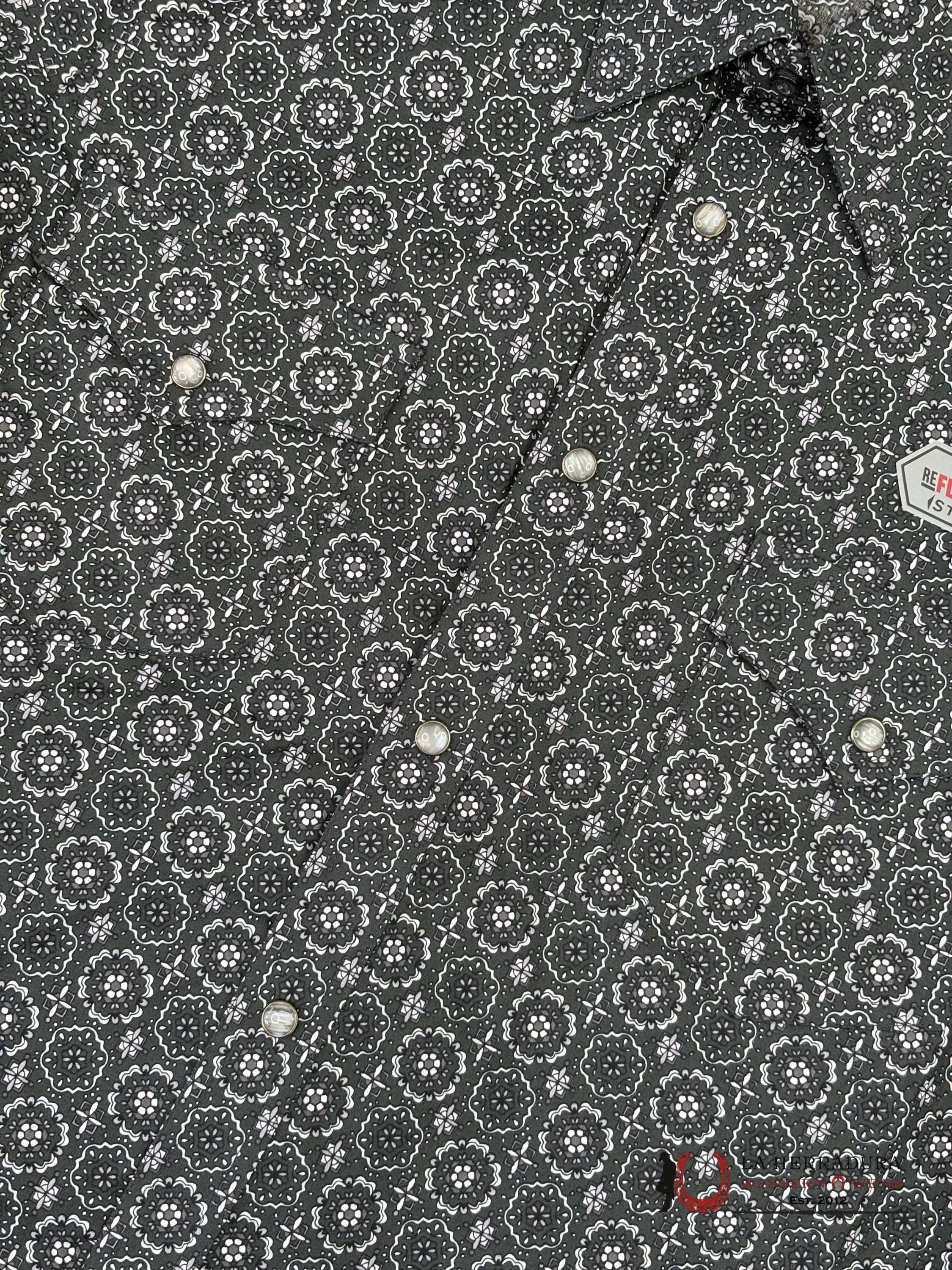 ROCK&ROLL Black With Floral Print Short Sleeve Shirt - 6471 ROPA HOMBRES