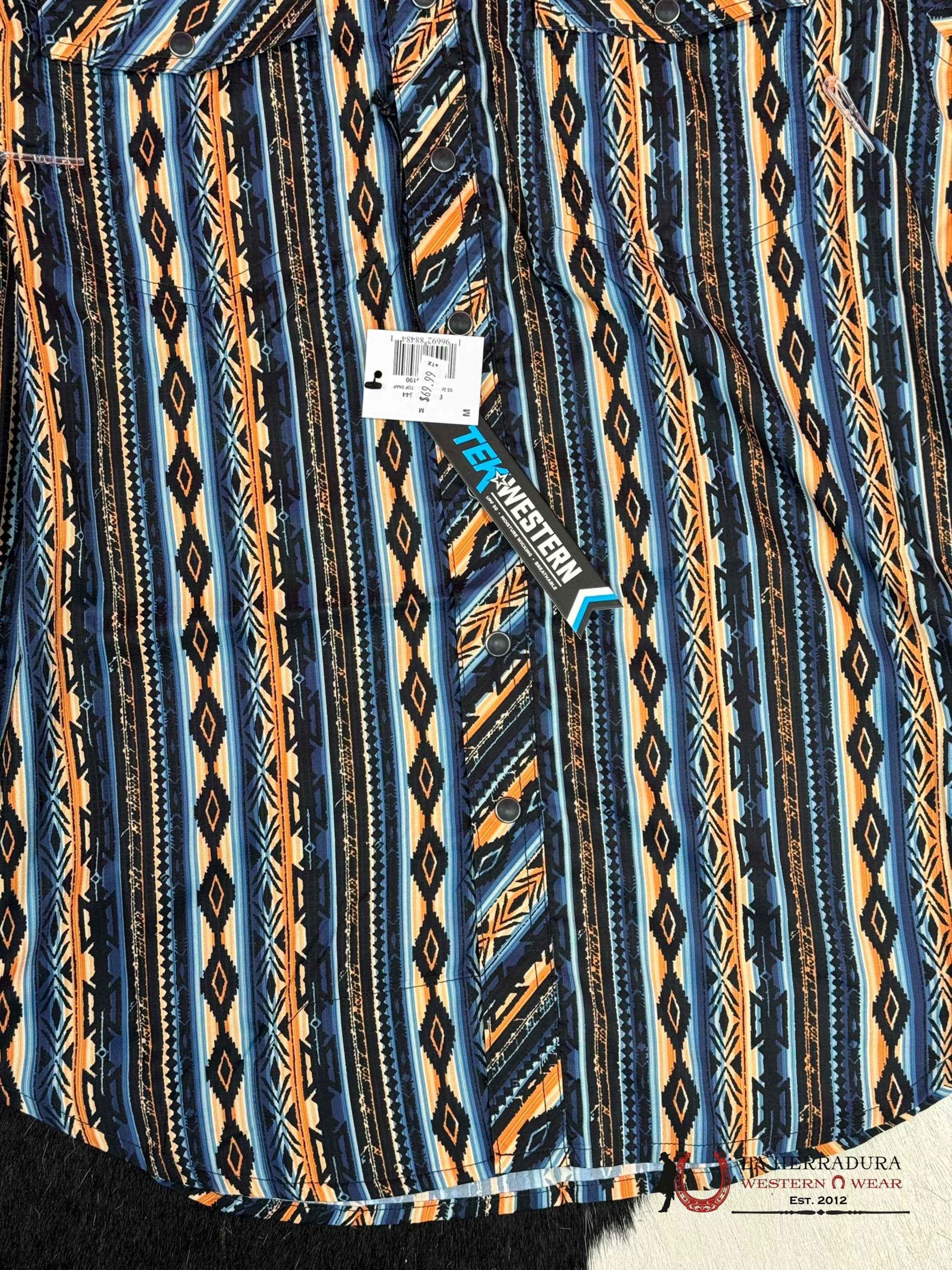 Rock&Roll Blue 2Pkt Aztec Ripstop Snap Short Sleeve Shirt Ropa Hombres