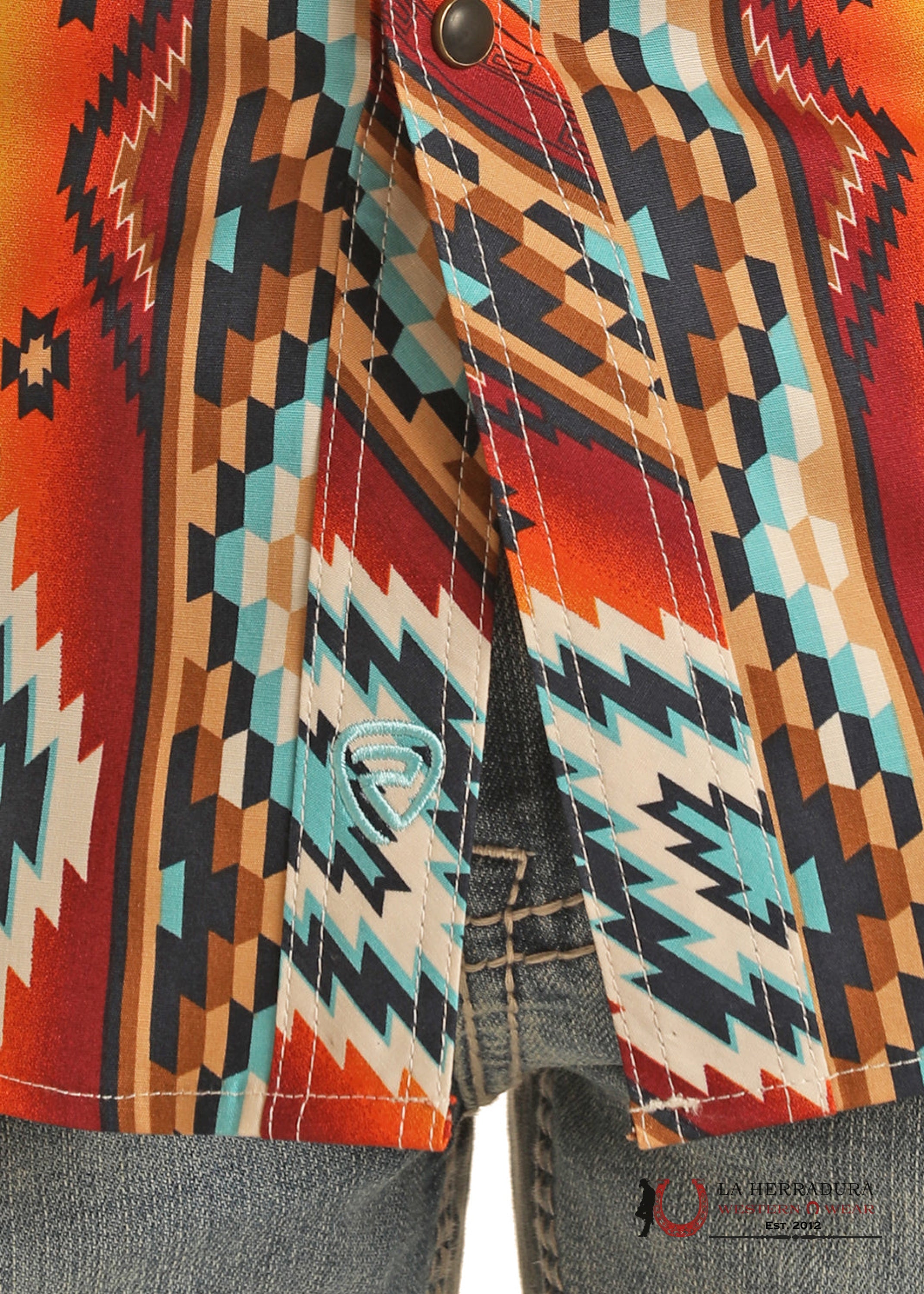 Rock&Roll BLUE ORANGE AZTEC Print Short Sleeve Shirt BMN3s03953 ROPA HOMBRES