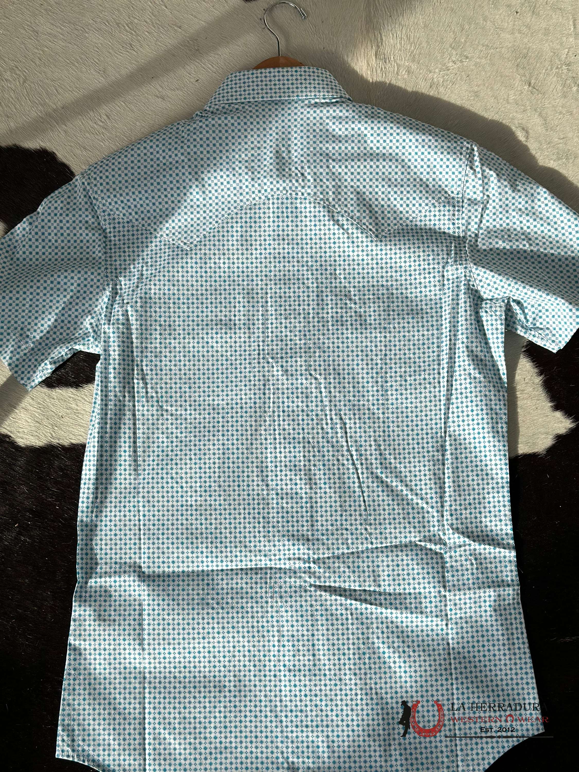 Rock&Roll Blue Turquoise Diamond Snap Short Sleeve Shirt Ropa Hombres