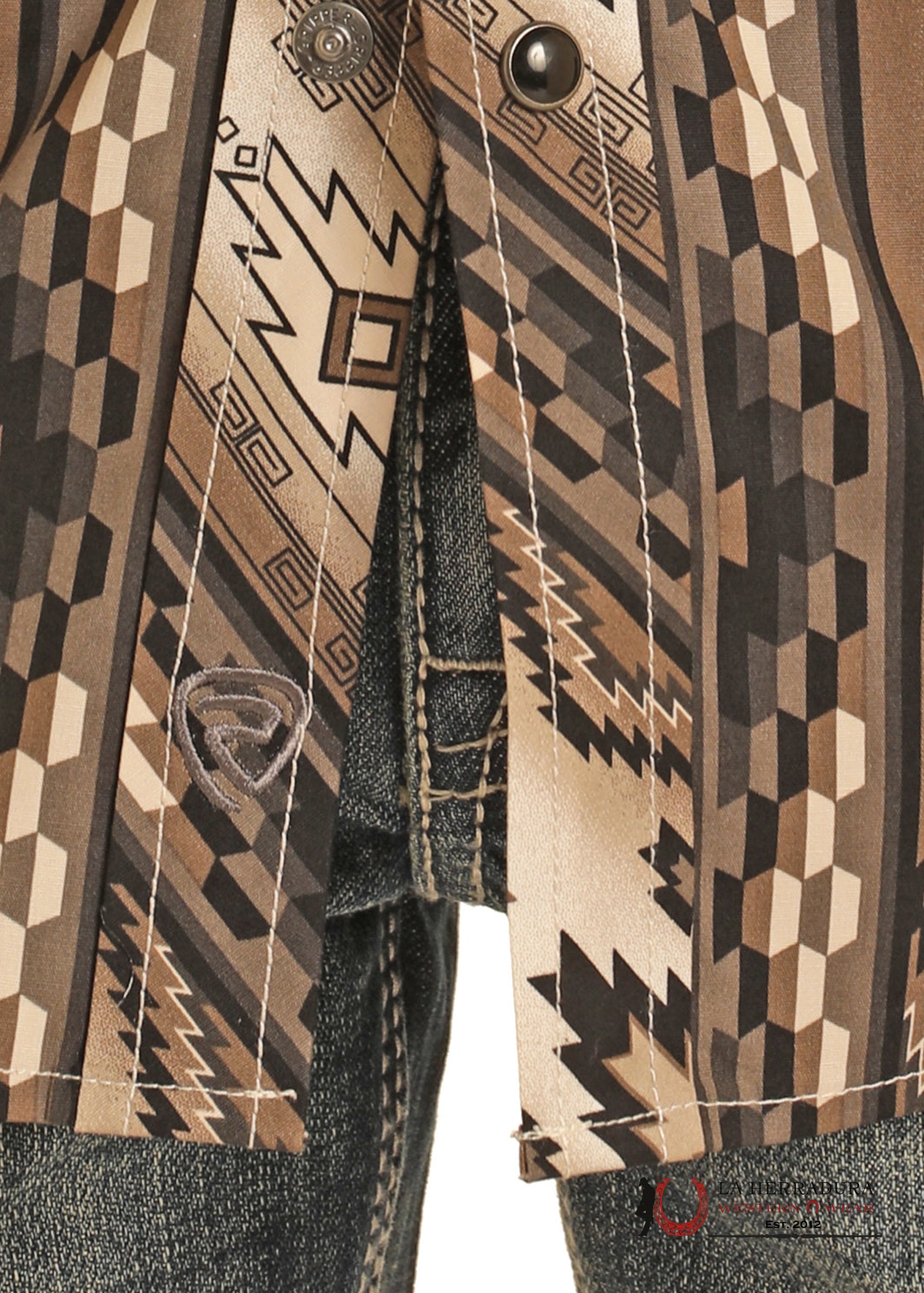 ROCK&ROLL BOYS BLACK AZTEC SNAP SHORT SLEEVE SHIRT 3939 NIÑOS