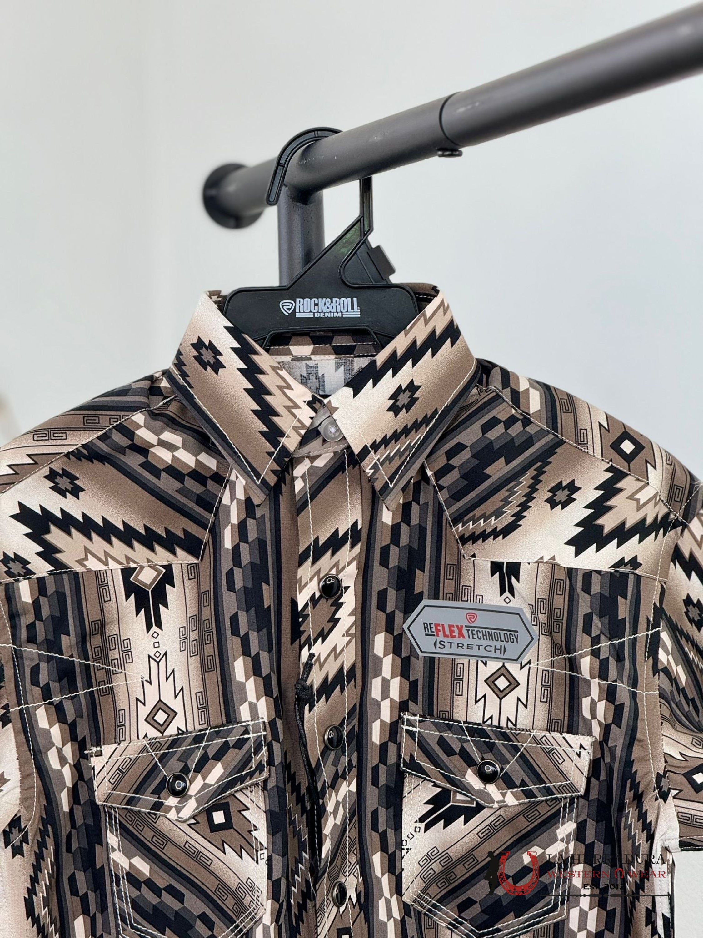 Rock&Roll Boys Black Aztec Snap Short Sleeve Shirt 3939 Niños