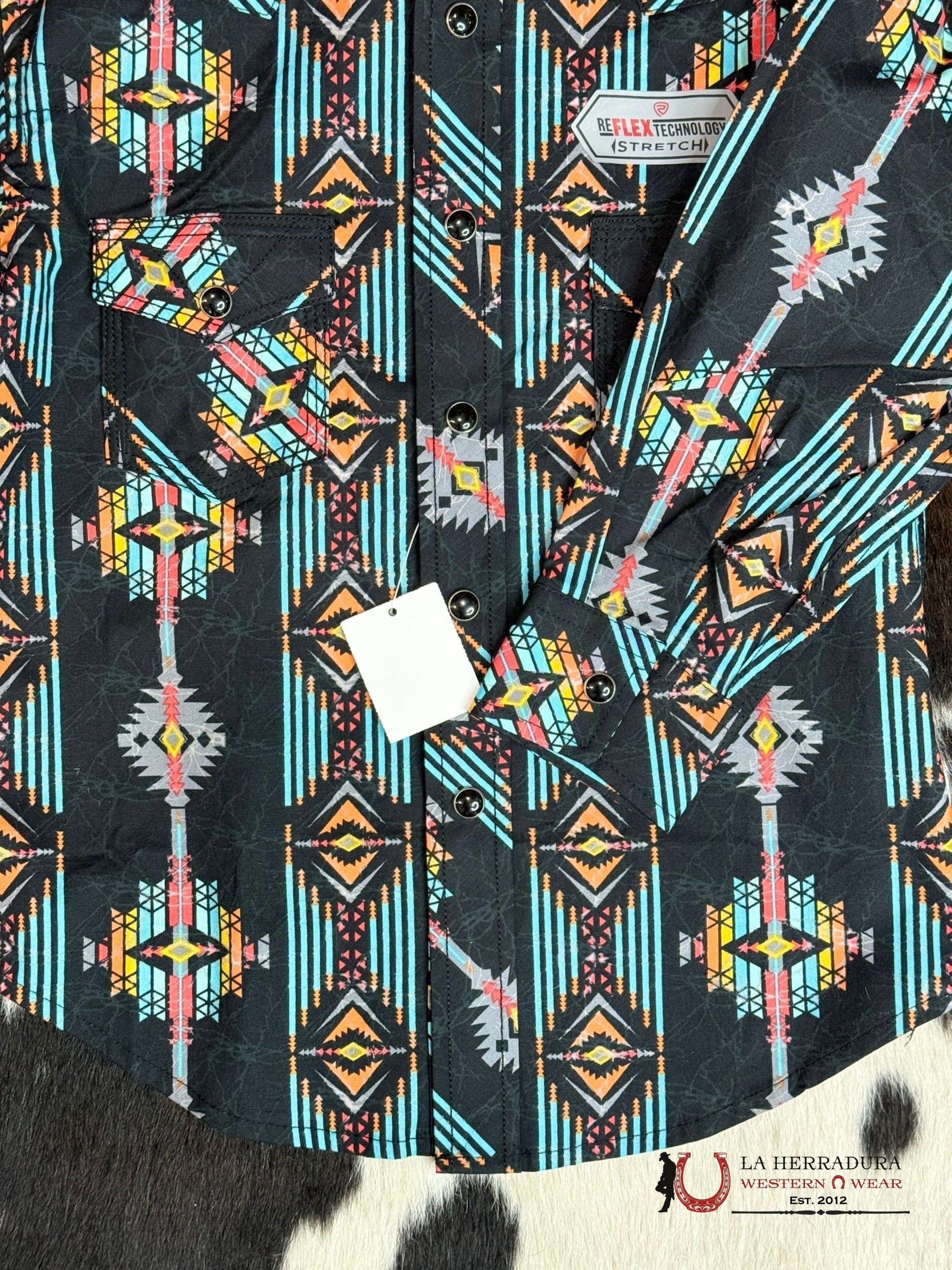 Rock&Roll Boys Bright Turquoise Rrcb Black Long Sleeve Snap Niños