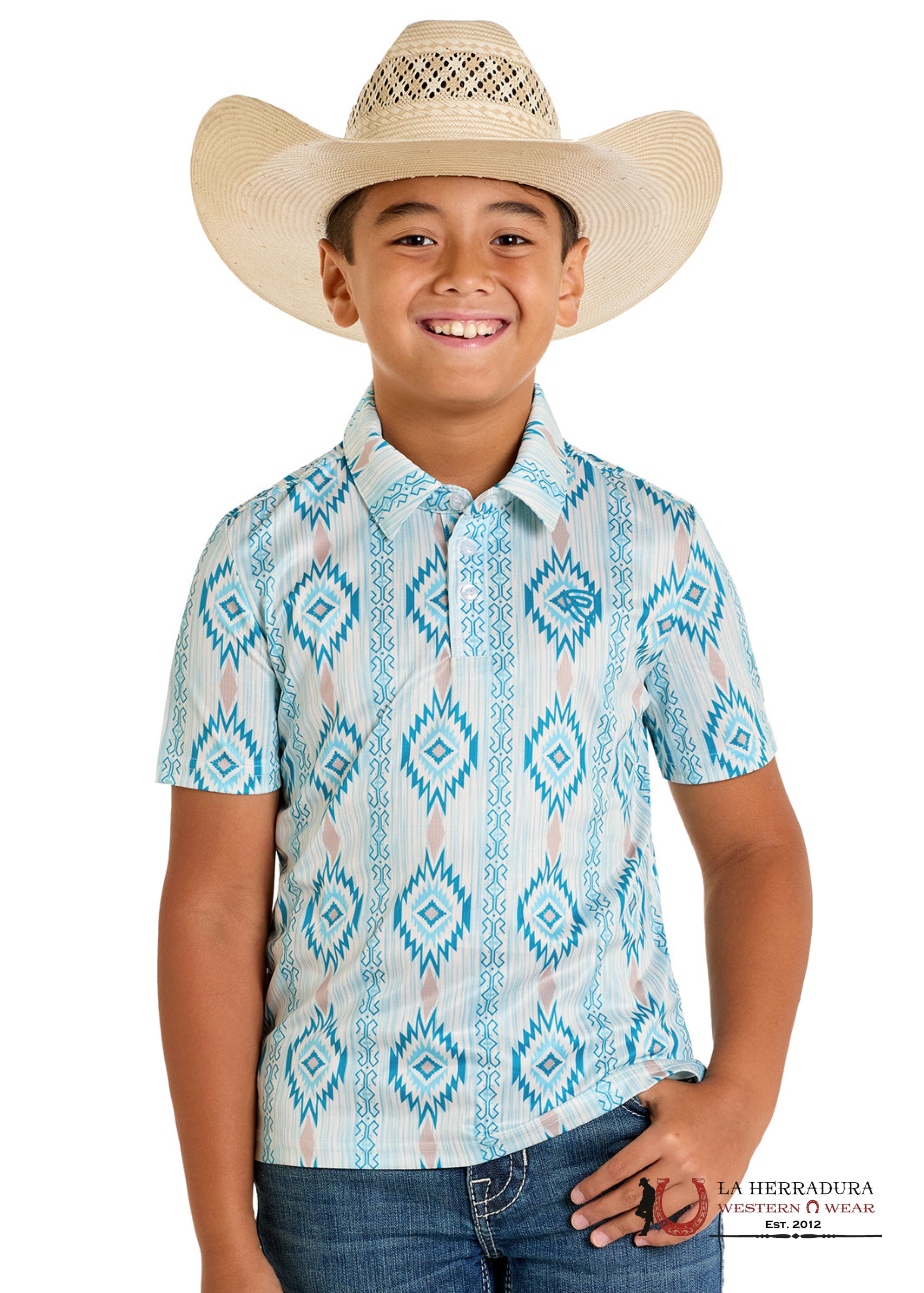 Rock&Roll Boys Caribbean Aztec Print Short Sleeve Shirt - 6622 NIÑOS