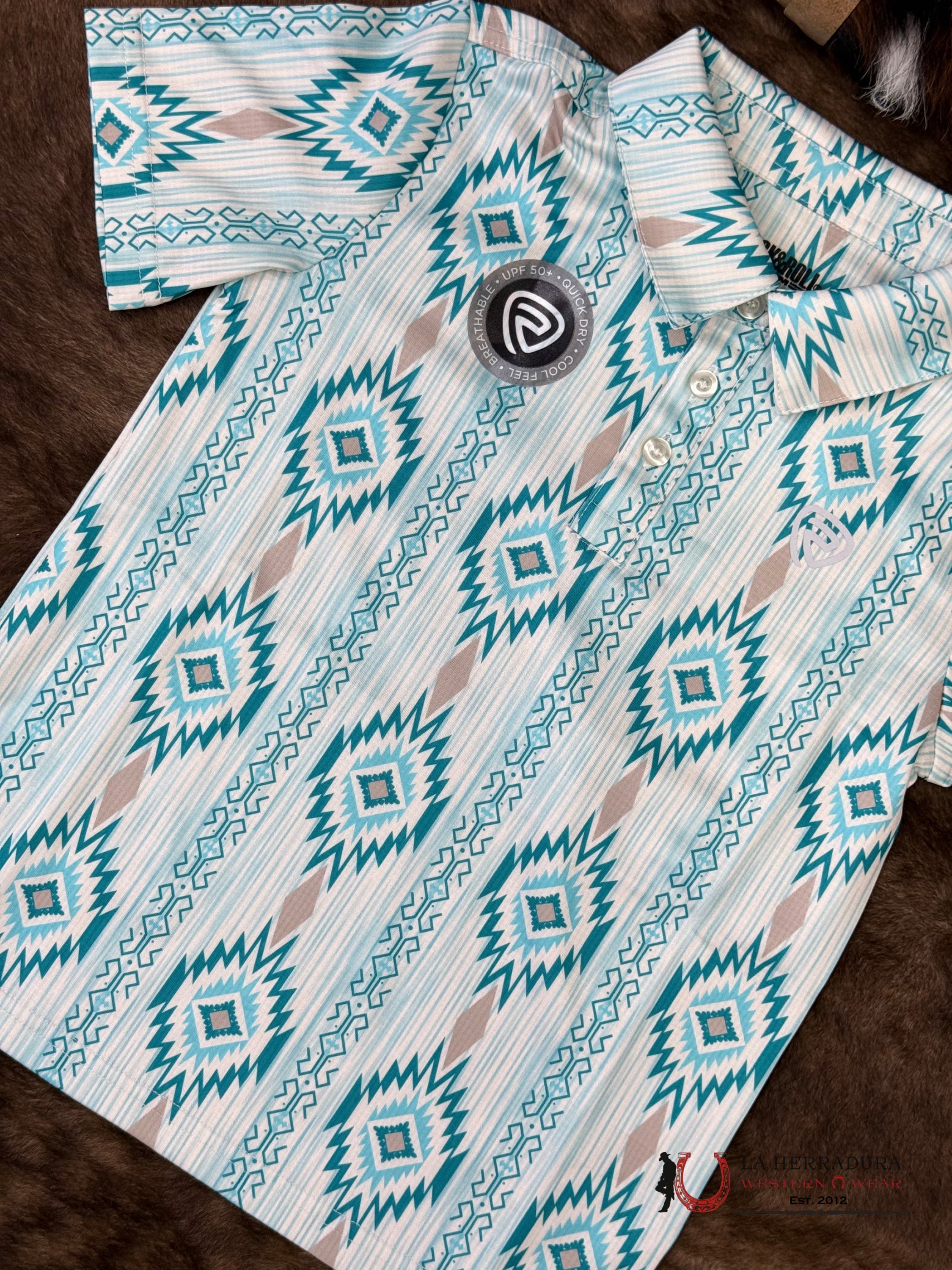 Rock&Roll Boys Caribbean Aztec Print Short Sleeve Shirt - 6622 NIÑOS