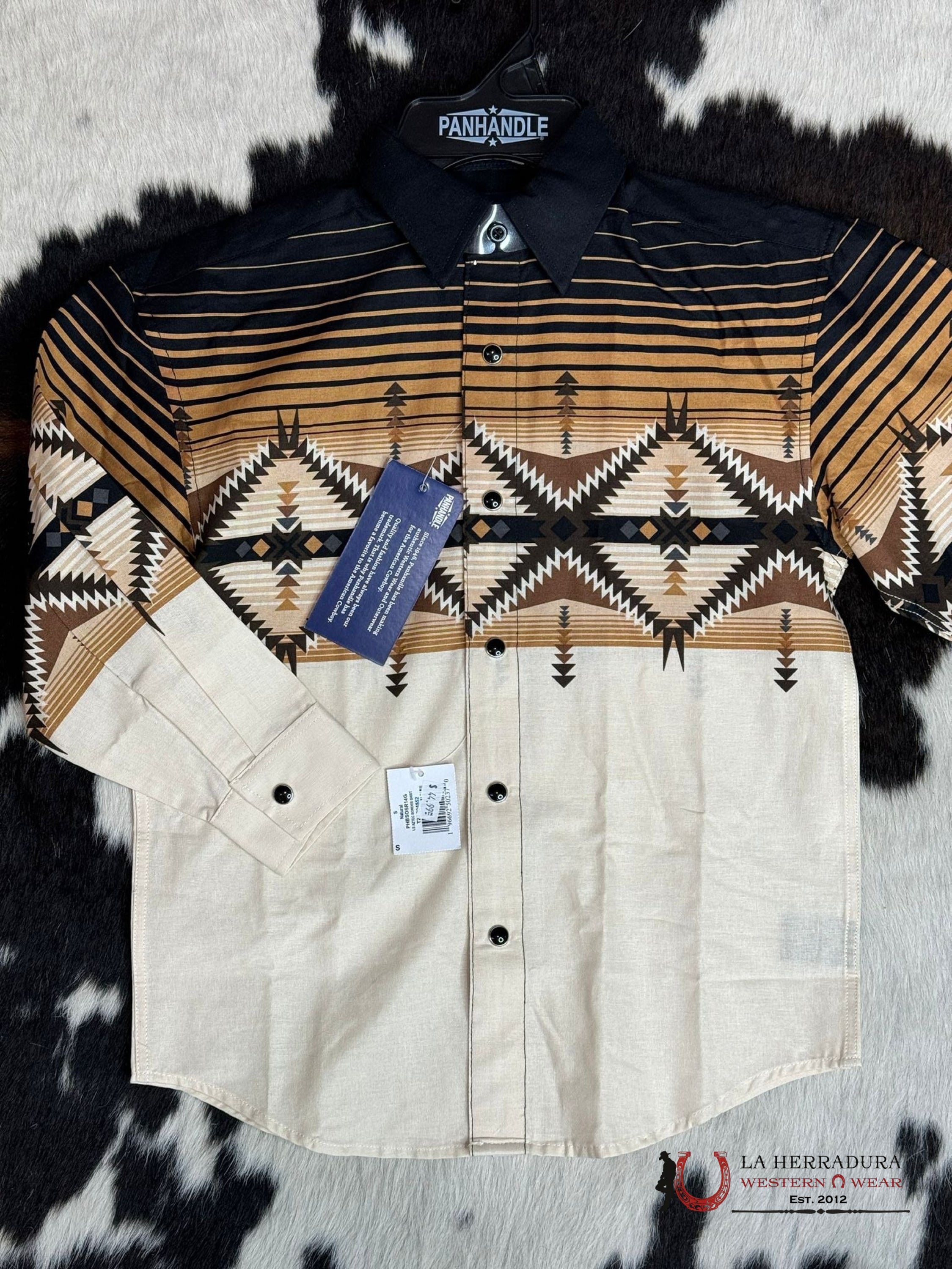 Rock&Roll Boys Natural Aztec Border Long Sleeve Niños