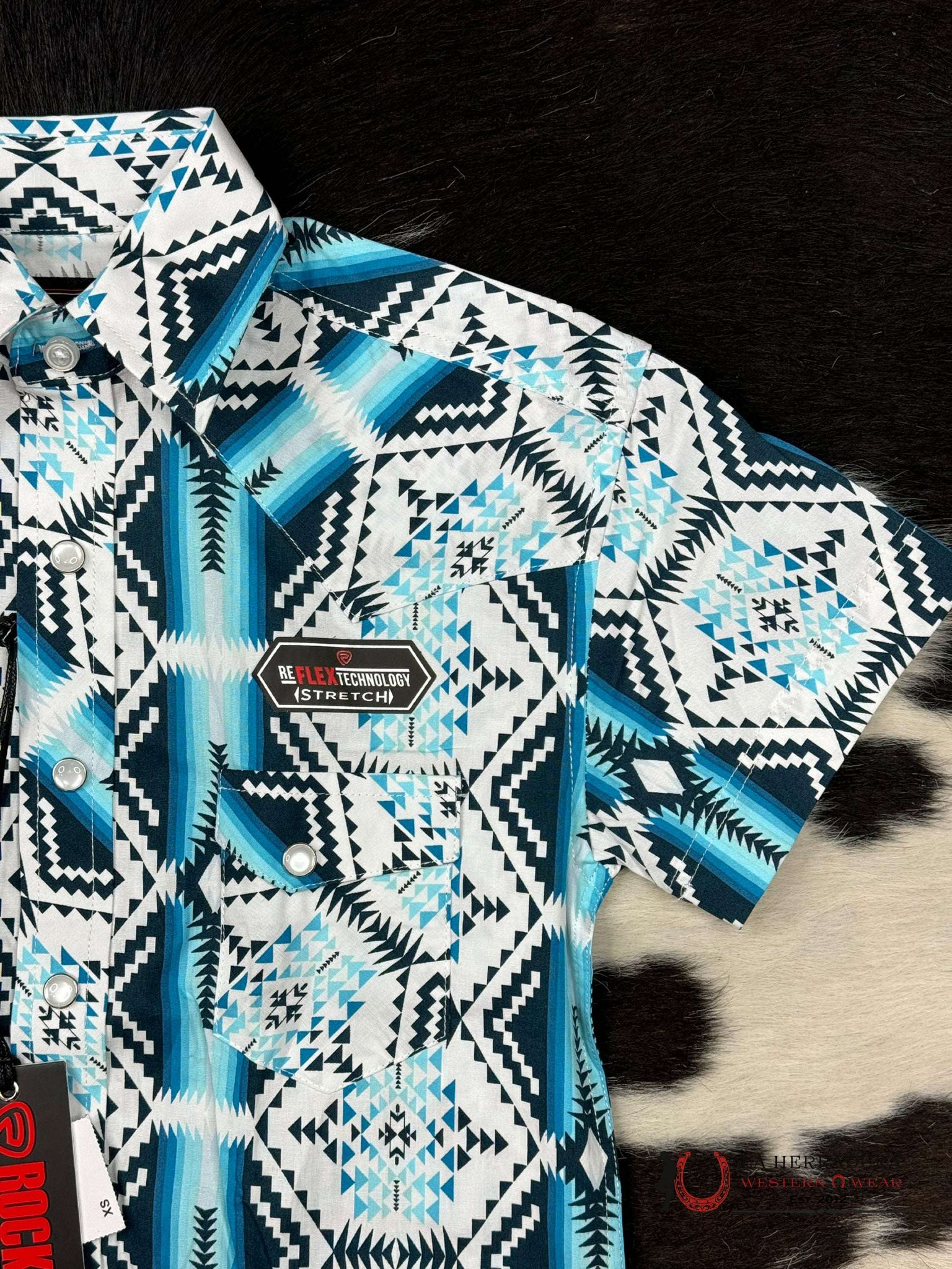Rock&Roll Boys Talk Aztec Short Sleeve Snap Niños