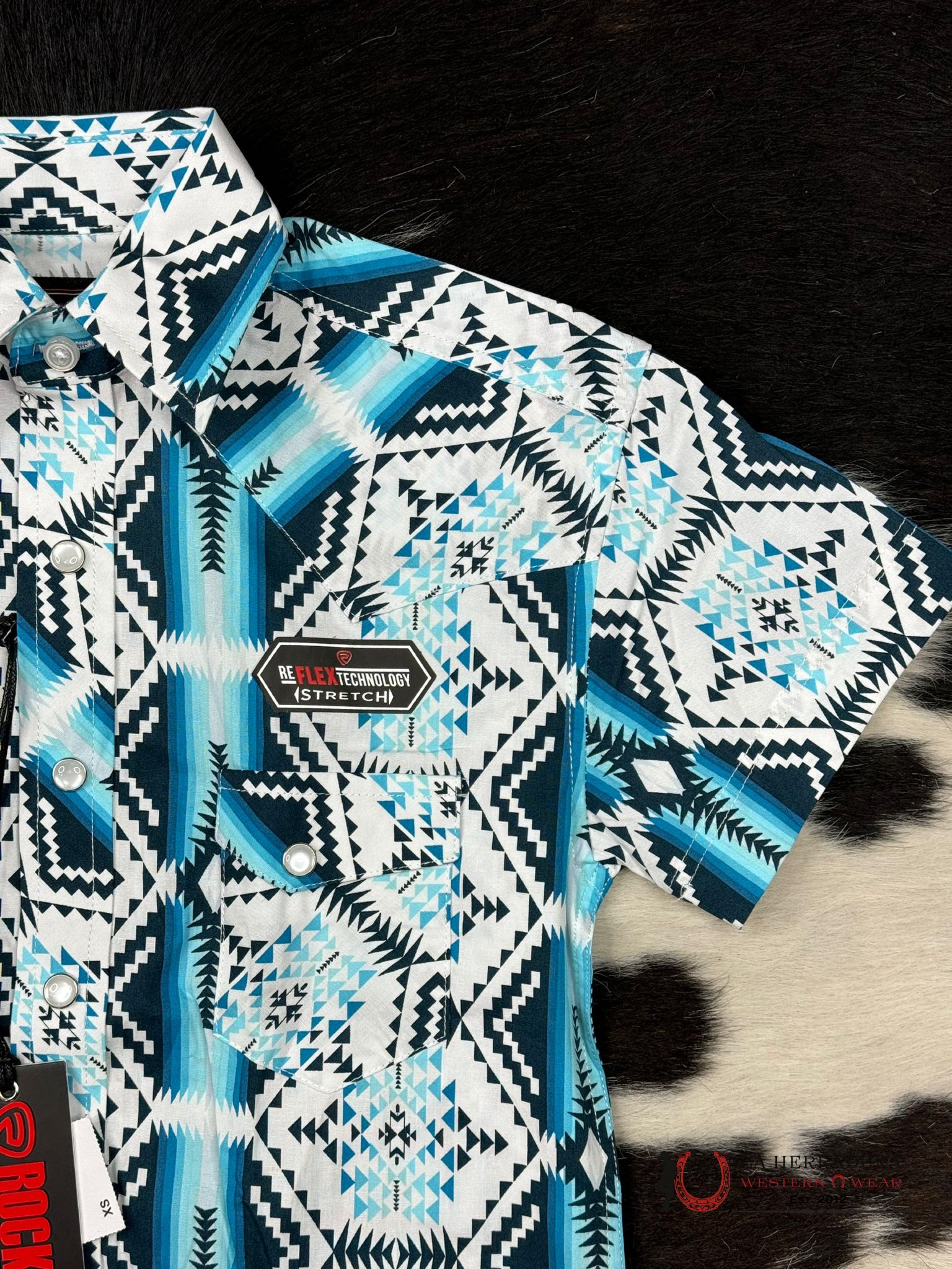 Rock&Roll Boys Talk Aztec Short Sleeve Snap Niños